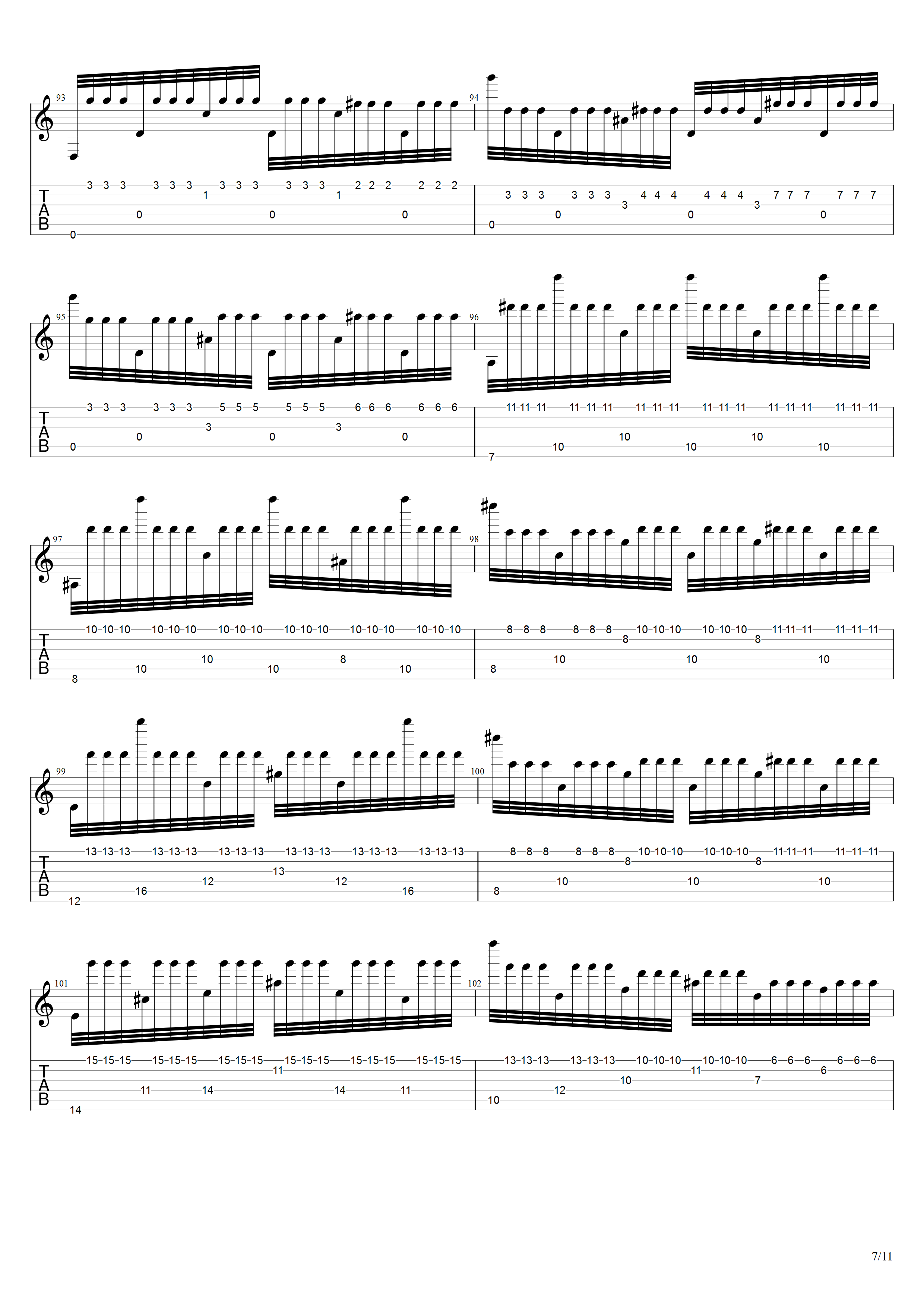 巴里奥斯《森林之梦》吉他谱C调吉他指弹独奏谱_考级十级