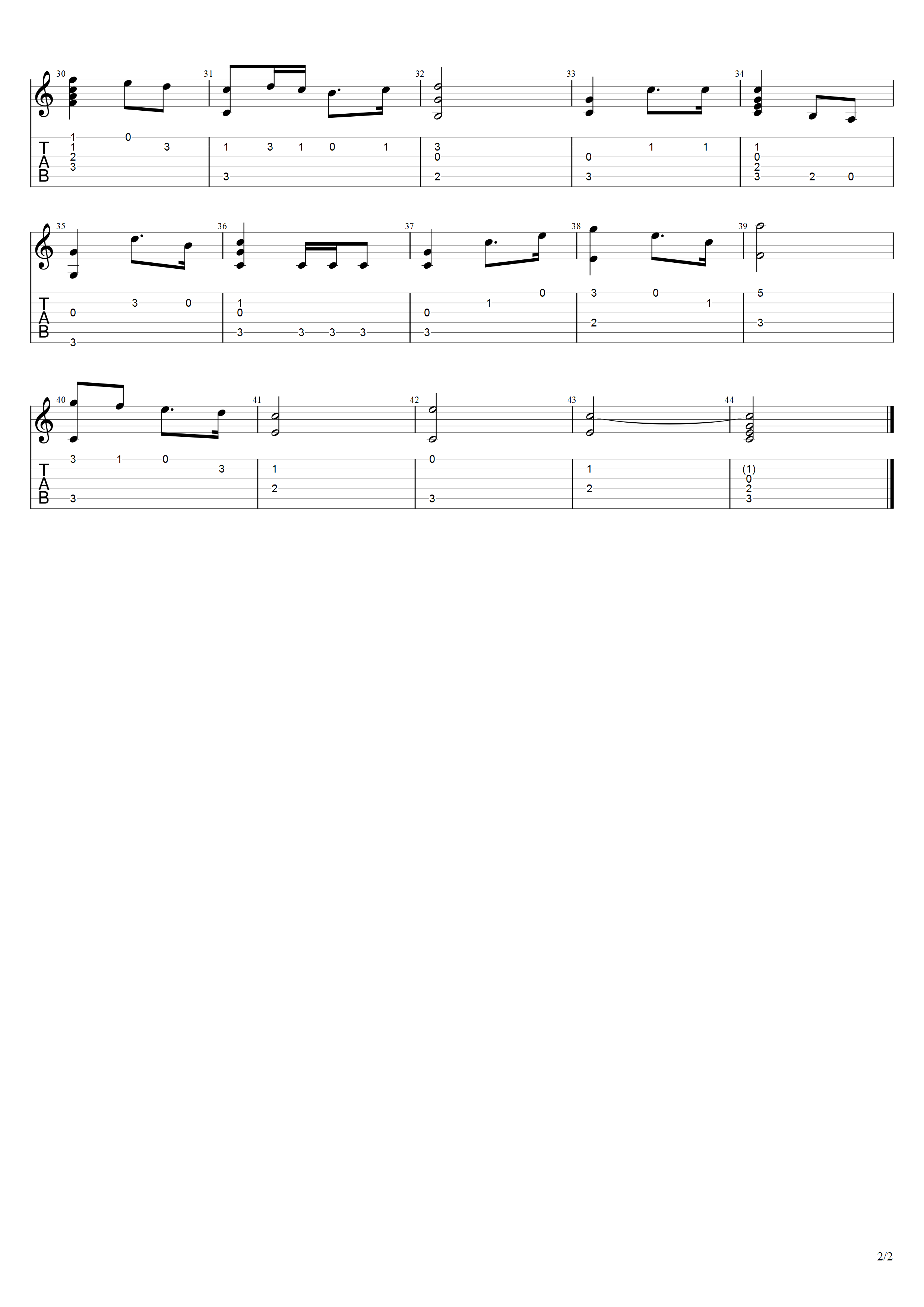 瓦格纳《婚礼合唱曲》吉他谱C调吉他指弹独奏谱