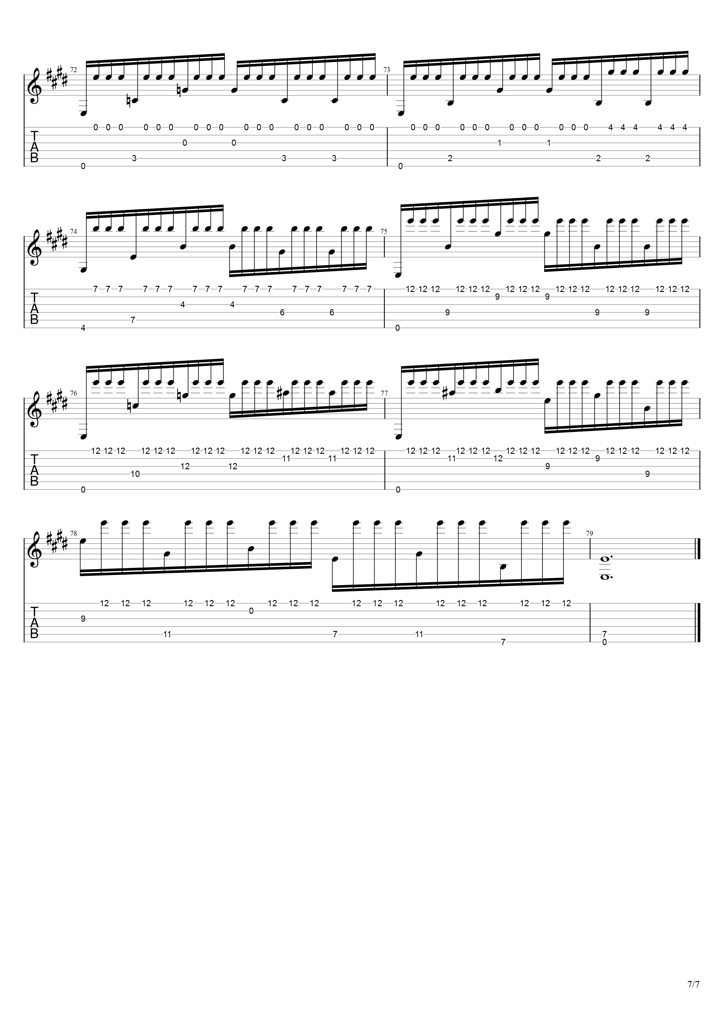 巴里奥斯《最后的颤音》吉他谱G调吉他指弹独奏谱_考级十级