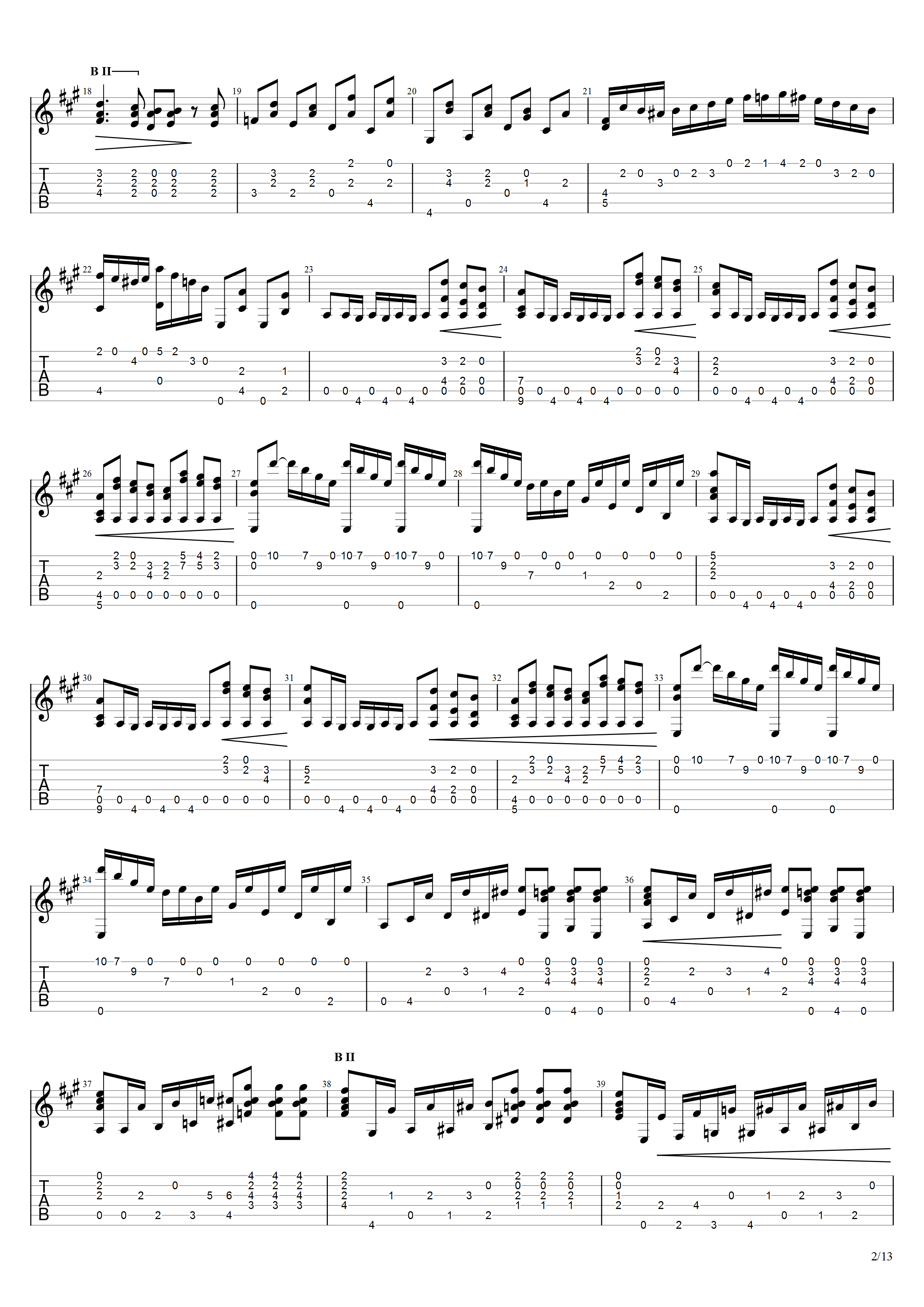 朱利亚尼《大序曲》吉他谱C调吉他指弹独奏谱_考级九级