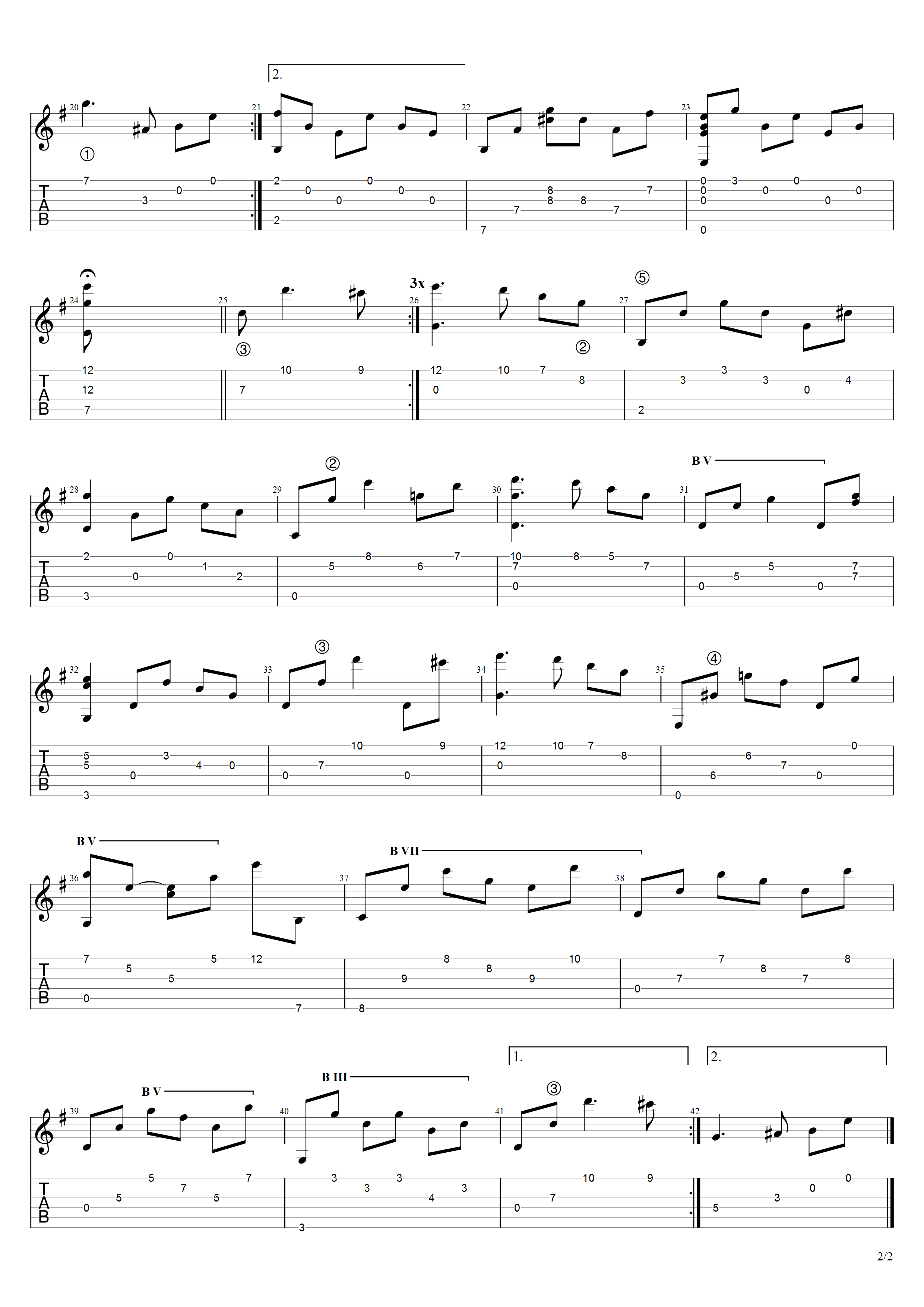 劳罗《委内瑞拉华尔兹第五号（女郎）》吉他谱G调吉他指弹独奏谱