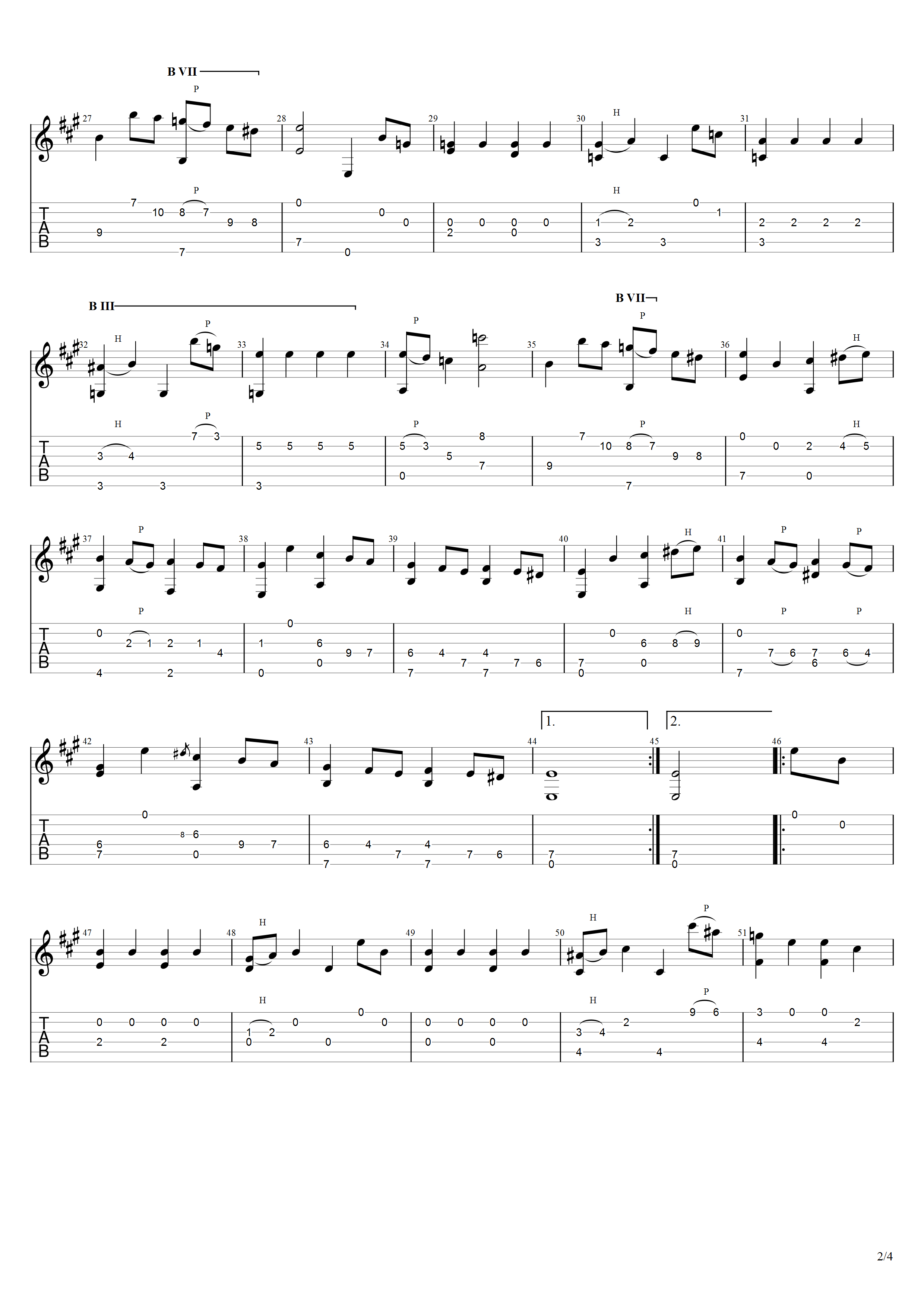 Domenico Scarlatti《A大调奏鸣曲》吉他谱A调吉他指弹独奏谱_考级六级