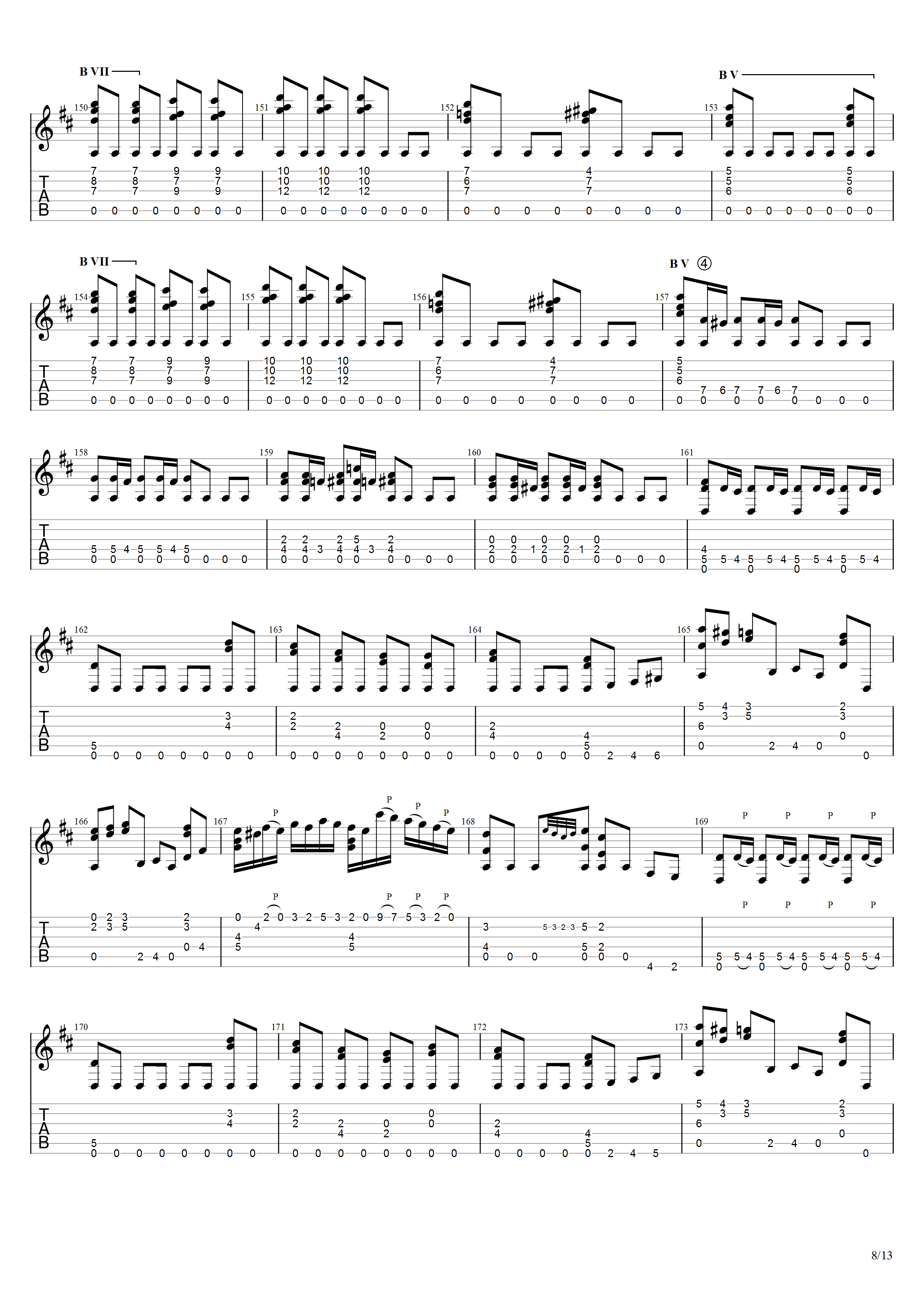 索尔《大独奏》吉他谱F调吉他指弹独奏谱_考级十级