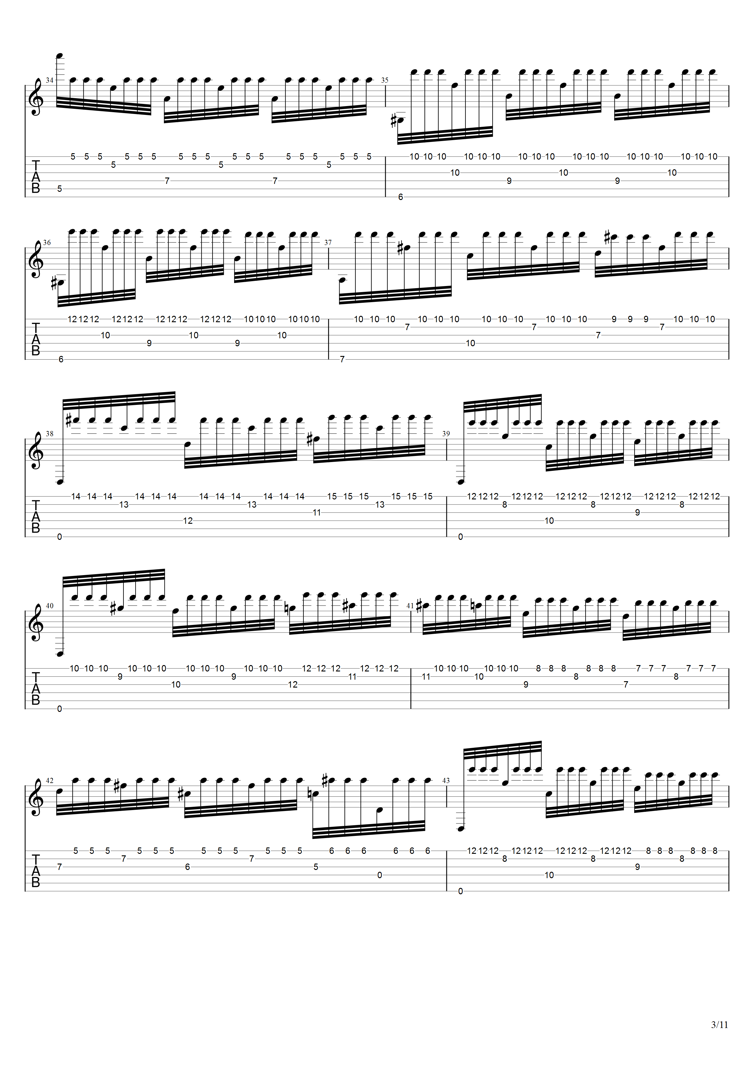 巴里奥斯《森林之梦》吉他谱C调吉他指弹独奏谱_考级十级