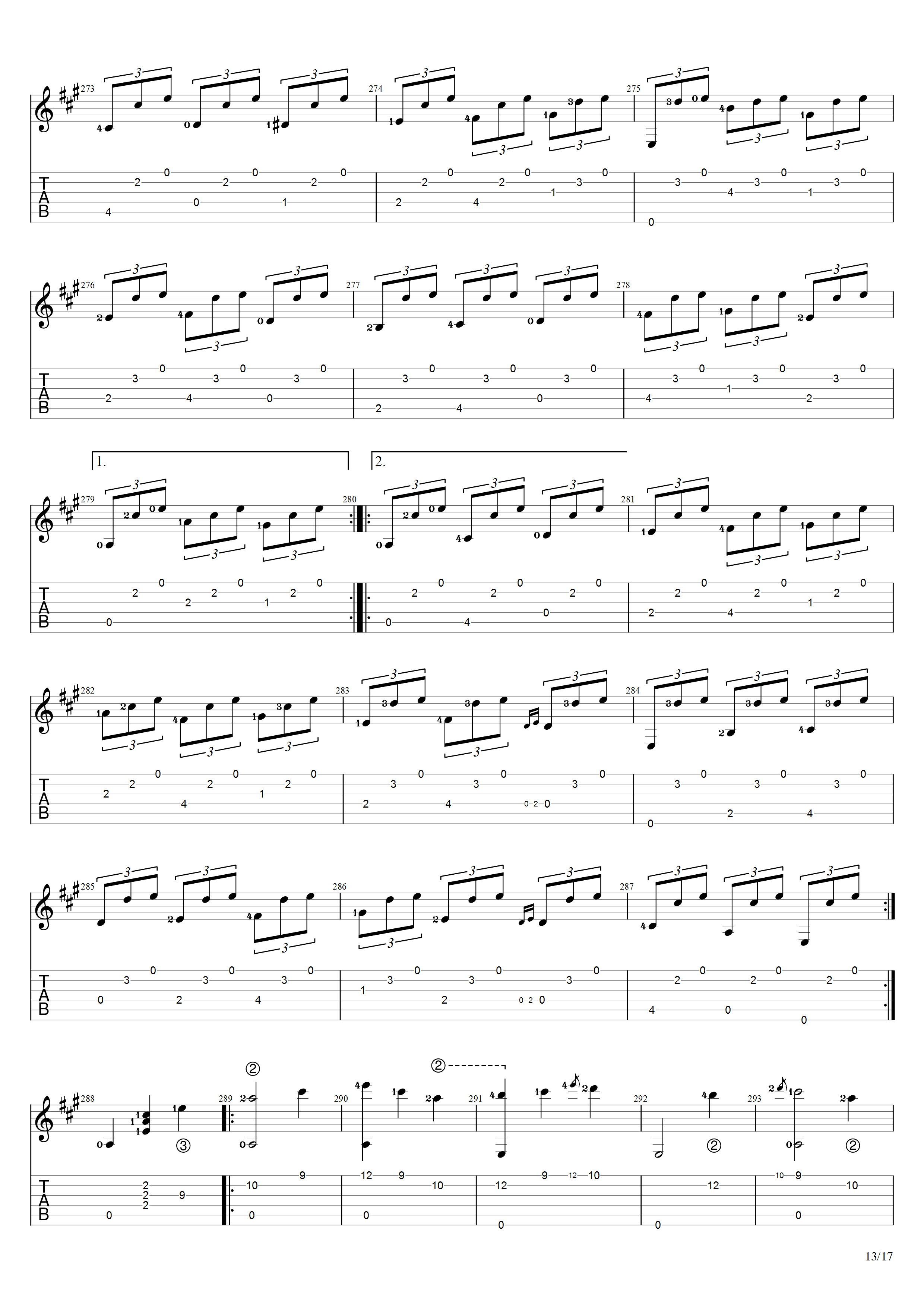 泰勒加《大霍塔》吉他谱C调吉他指弹独奏谱_考级十级