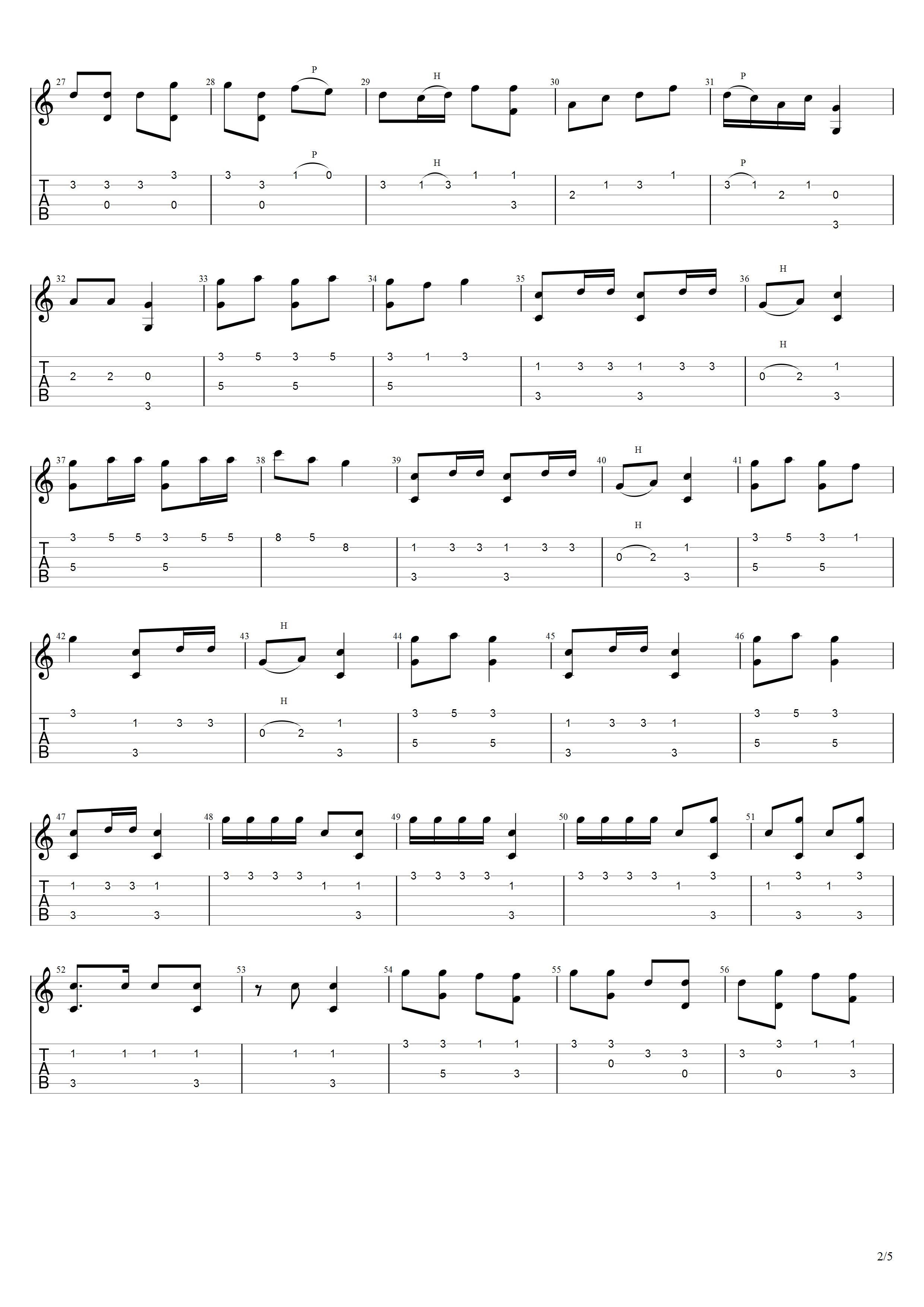 聂耳《金蛇狂舞》吉他谱C调吉他指弹独奏谱