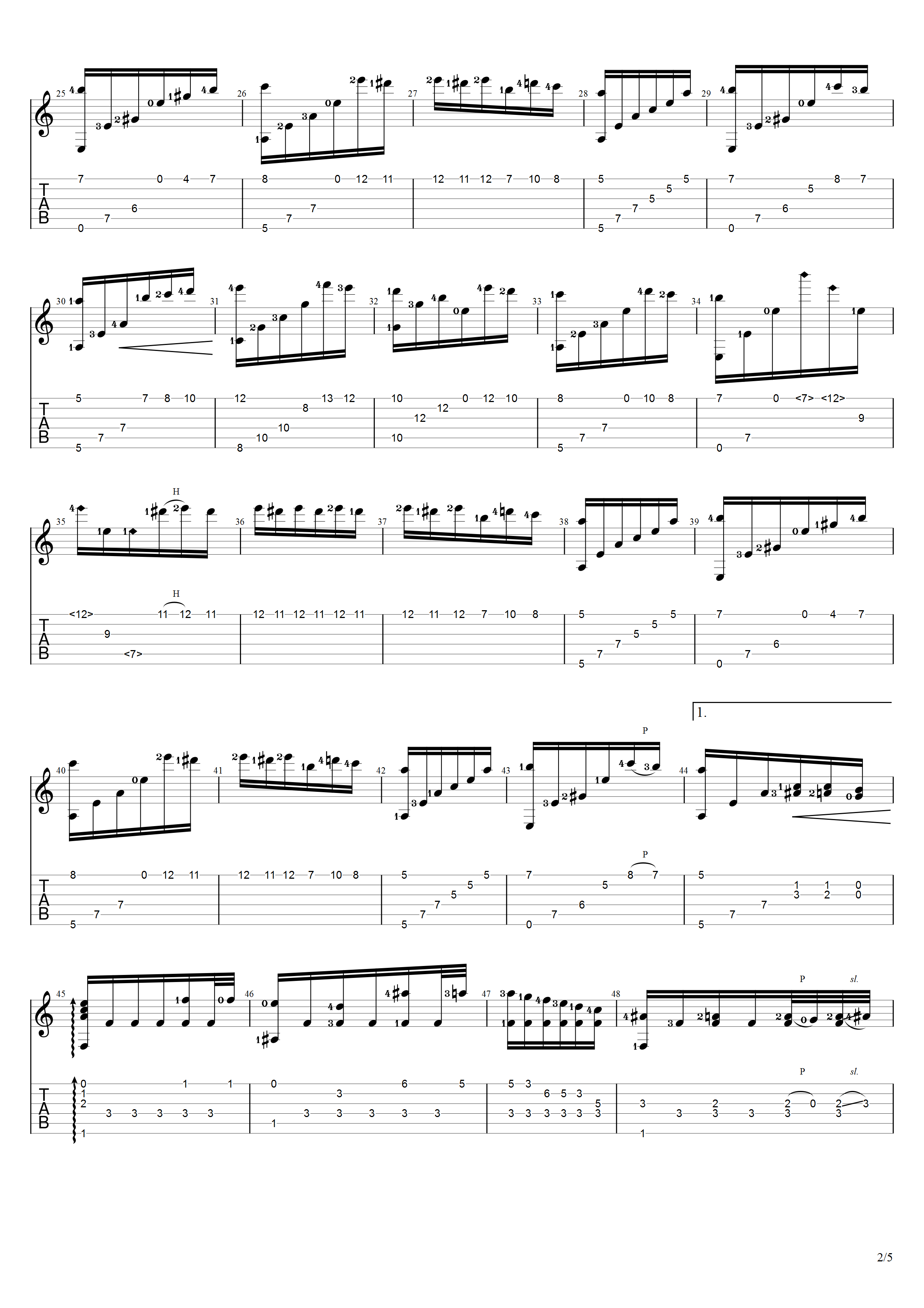 贝多芬《献给爱丽丝》吉他谱C调吉他指弹独奏谱