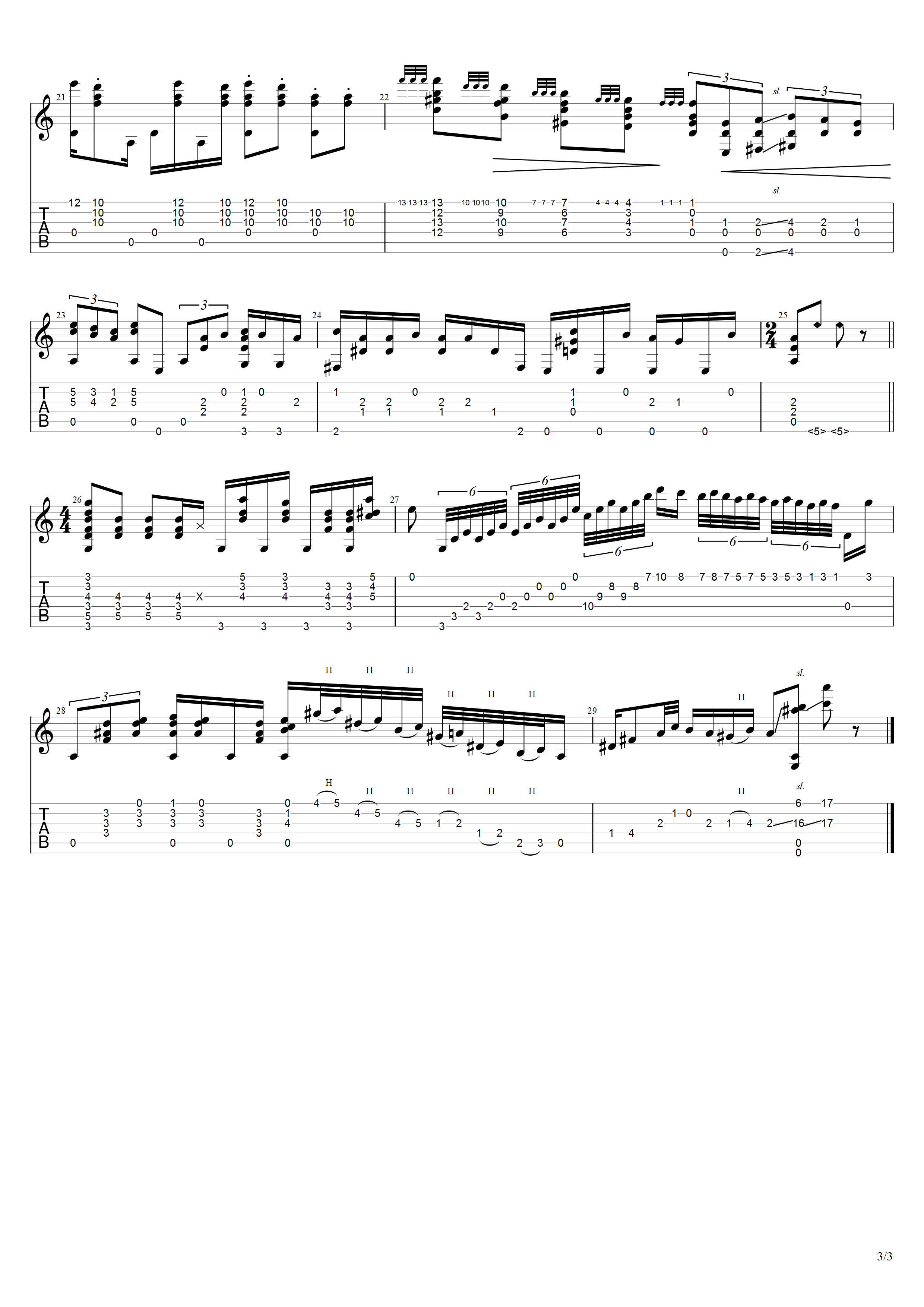 迪安斯《皮革探戈》吉他谱C调吉他指弹独奏谱_考级七级