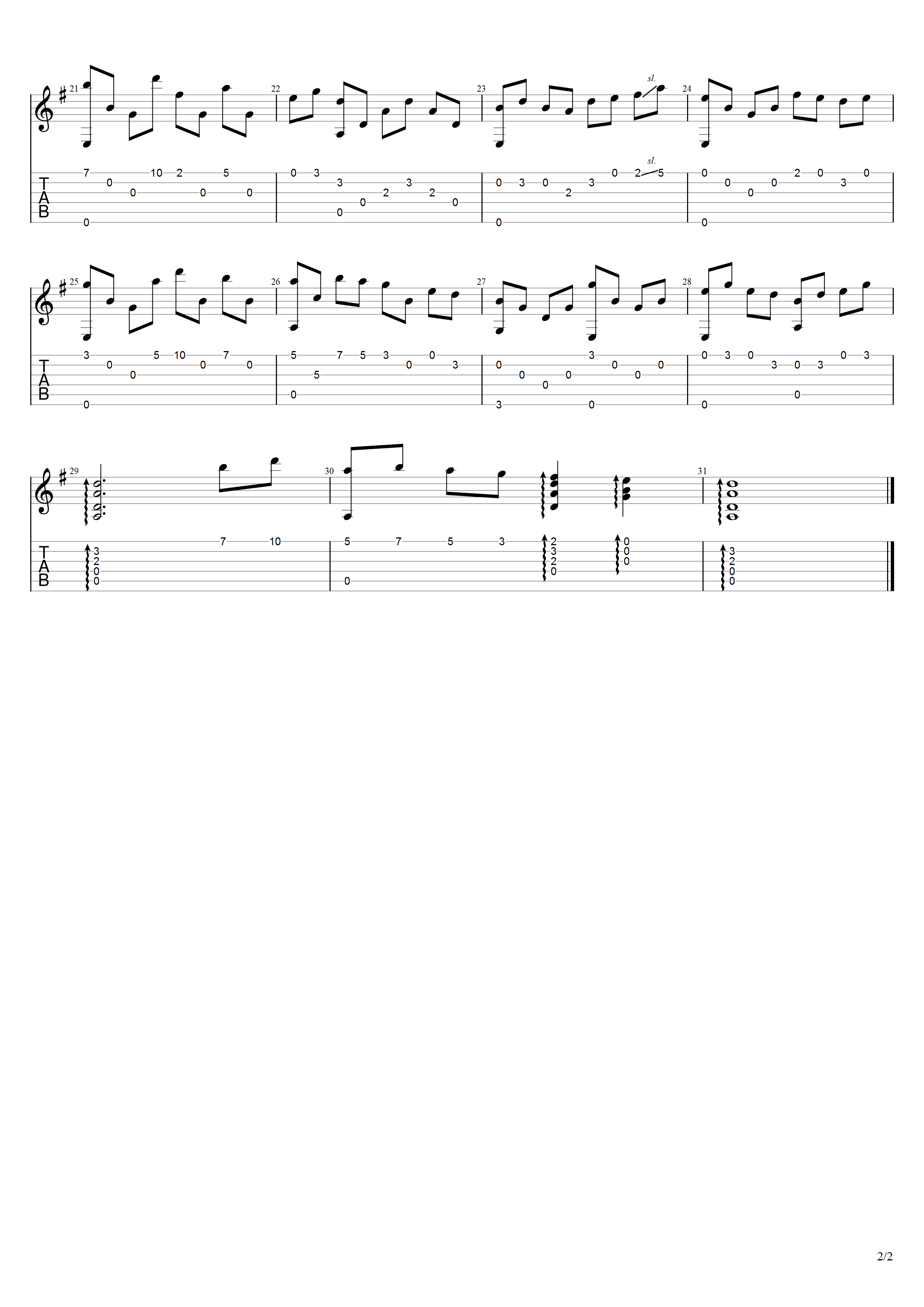 陈钢《梁祝》吉他谱G调吉他指弹独奏谱