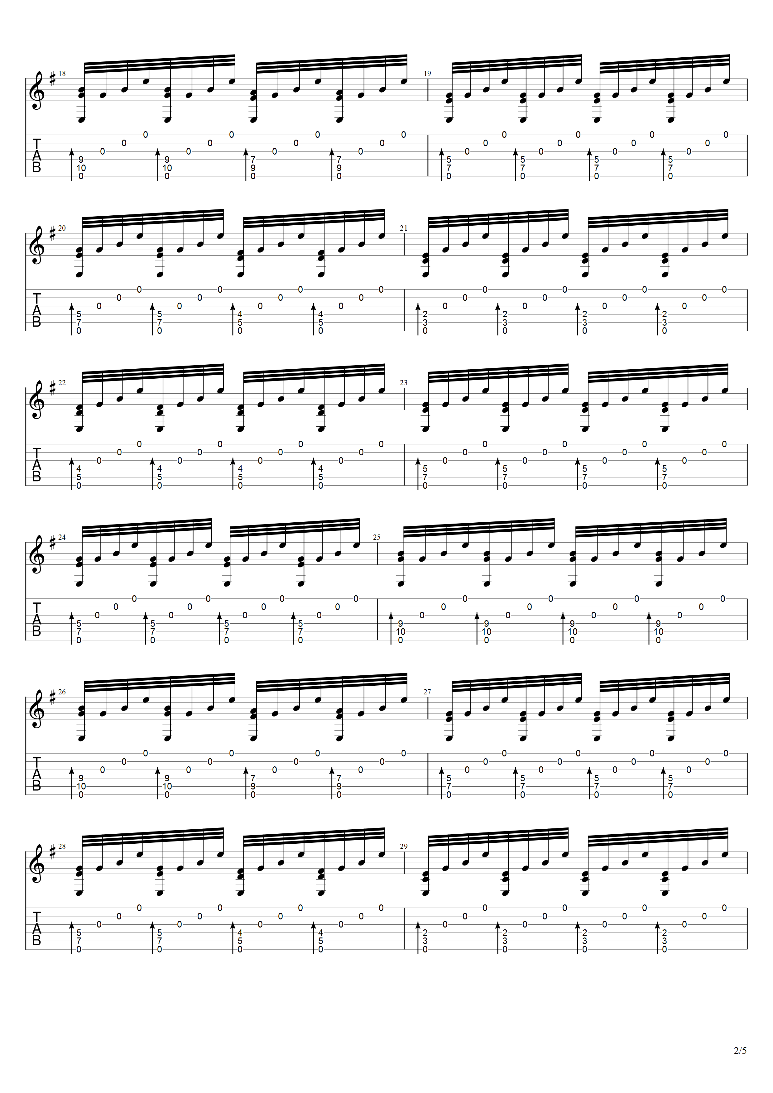 梅林《狂欢节》吉他谱G调吉他指弹独奏谱_考级六级