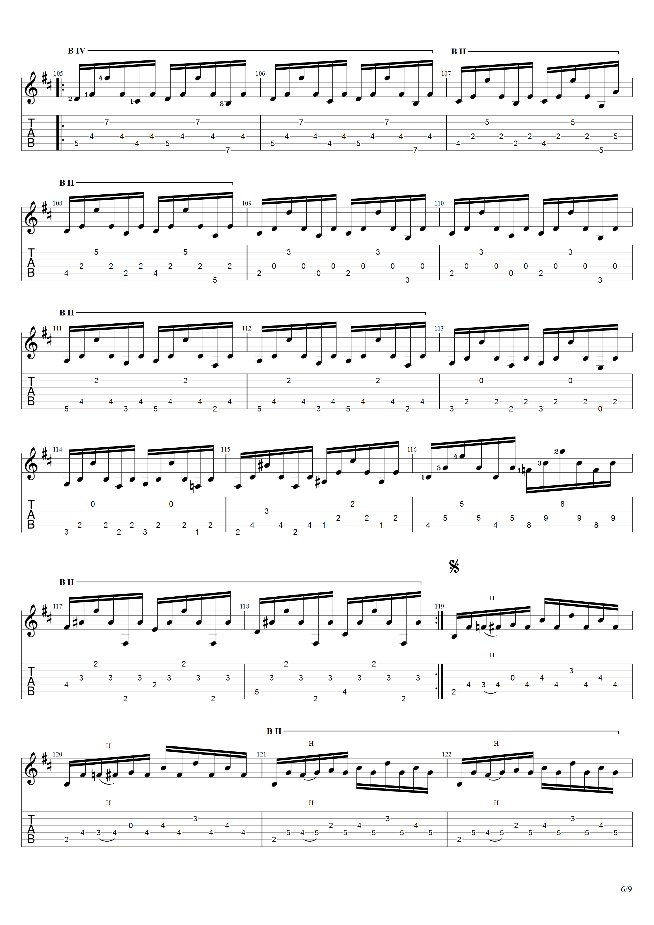 巴里奥斯《大圣堂》吉他谱D调吉他指弹独奏谱