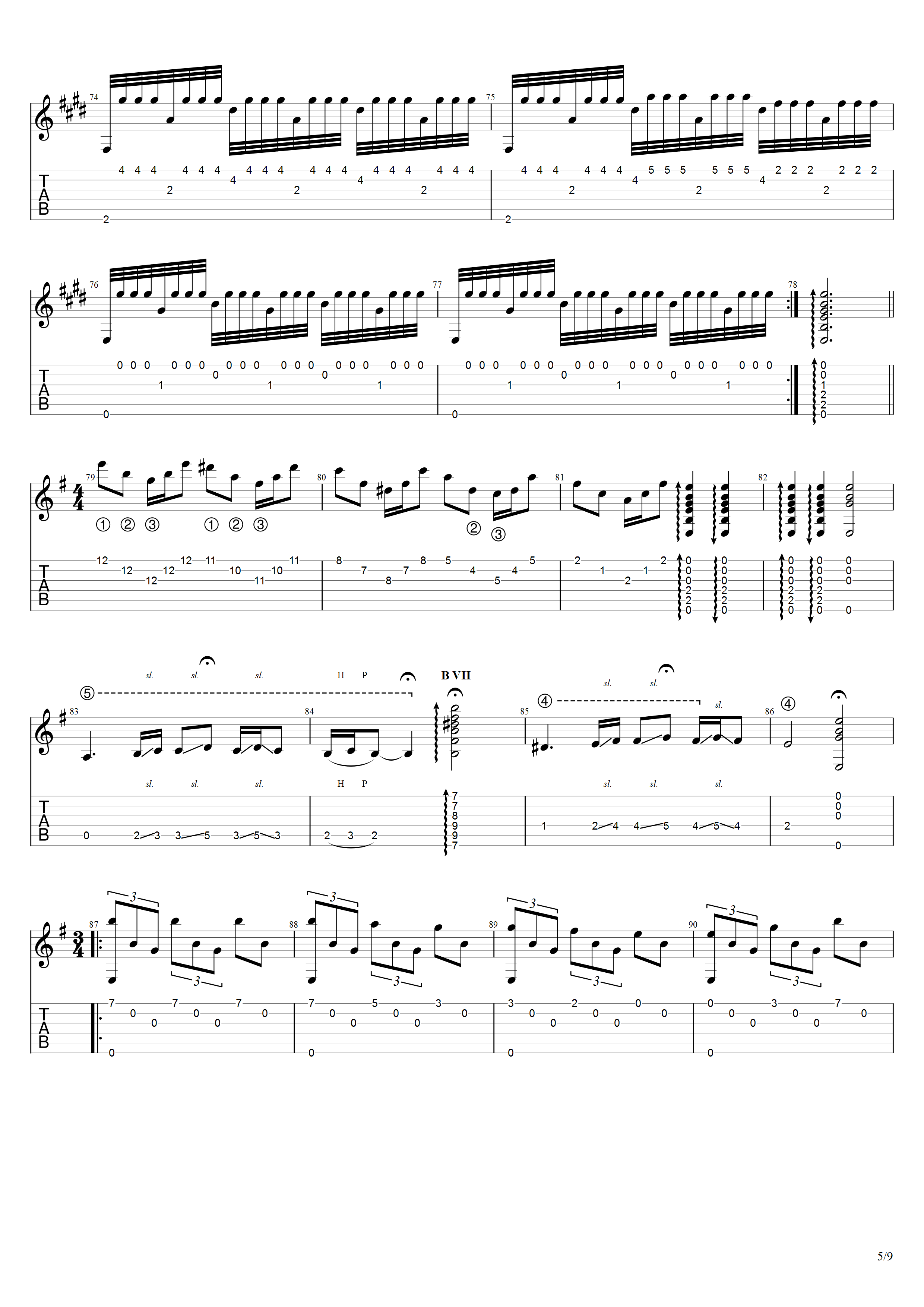 耶佩斯《爱的罗曼史主题与变奏曲》吉他谱G调吉他指弹独奏谱_考级九级