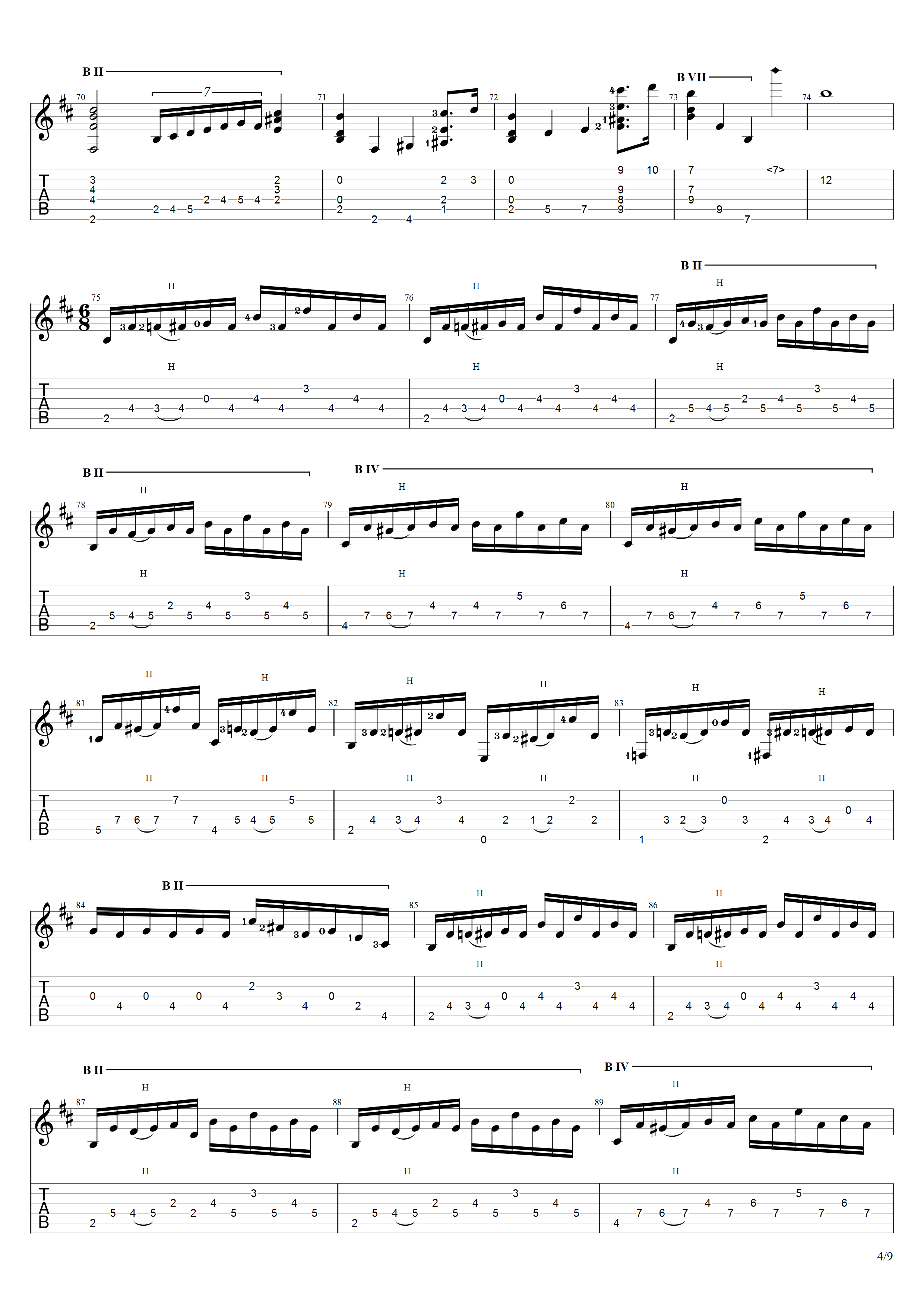 巴里奥斯《大圣堂》吉他谱D调吉他指弹独奏谱