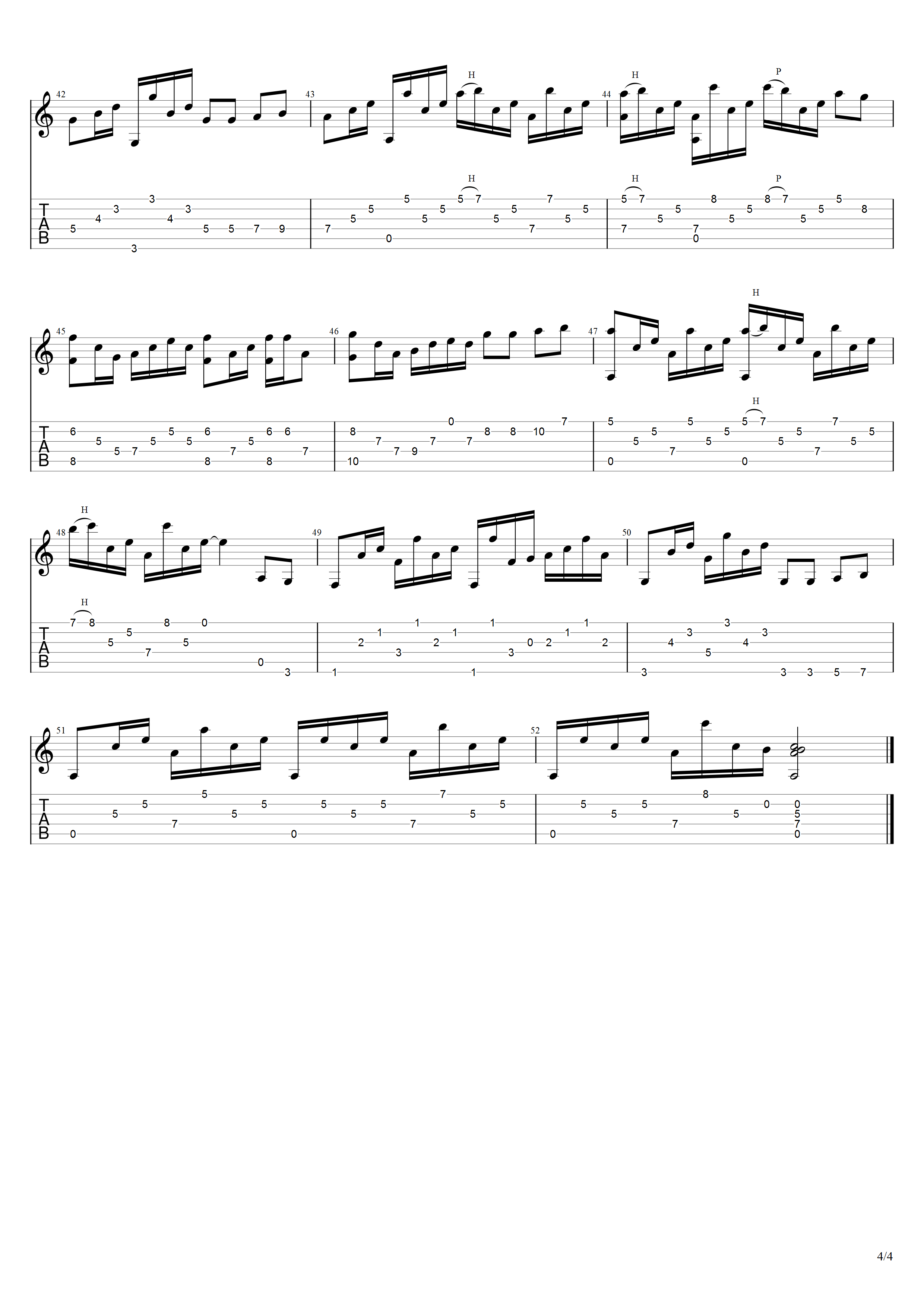 Aguilar《孩子》吉他谱C调吉他指弹独奏谱_考级五级