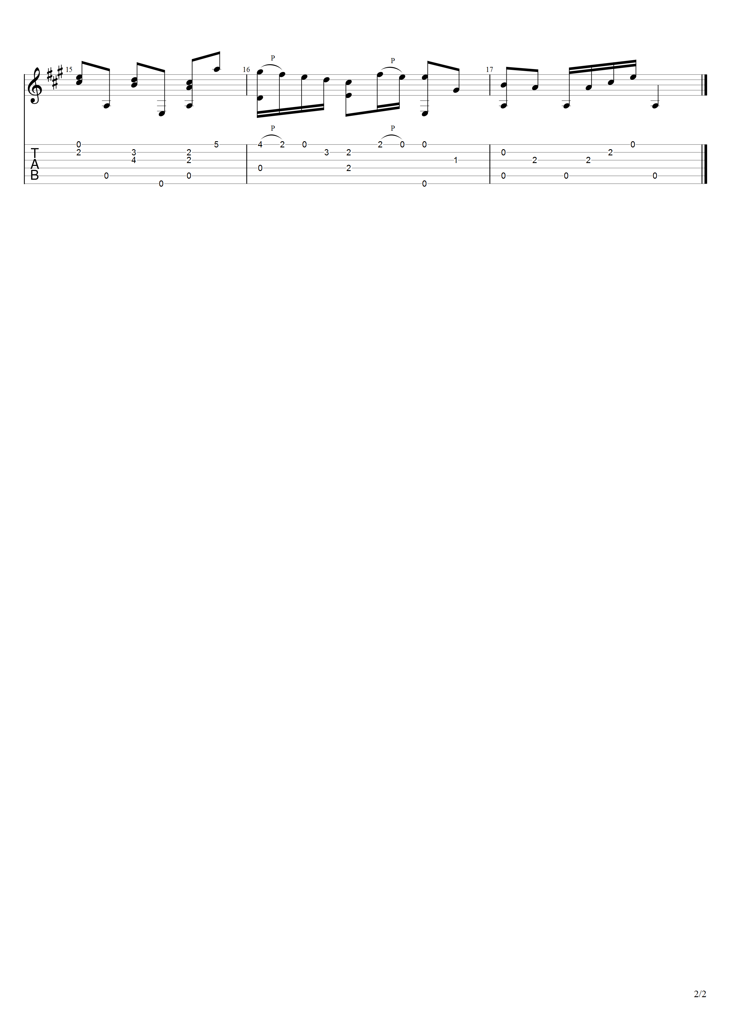 帕格尼尼《小步舞曲》吉他谱A调吉他指弹独奏谱