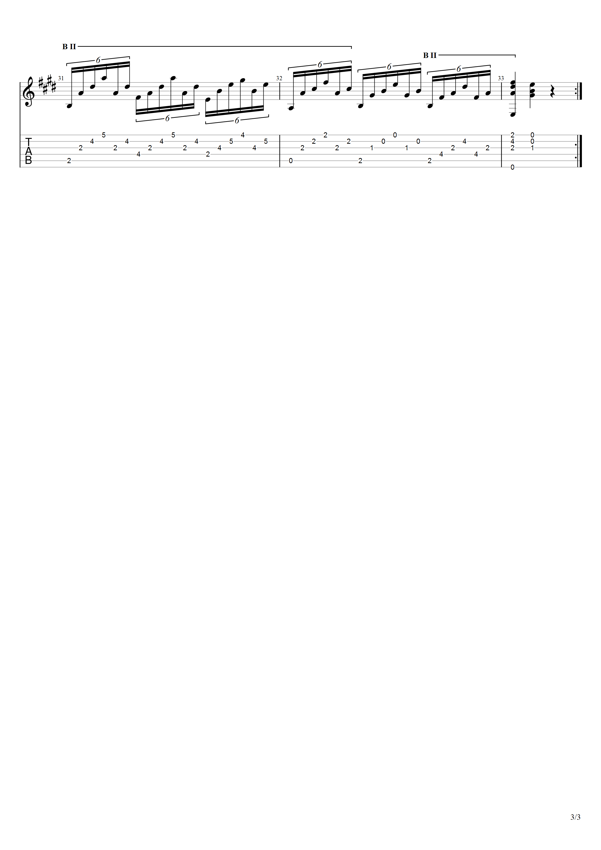索尔《E大调小步舞曲》吉他谱E调吉他指弹独奏谱