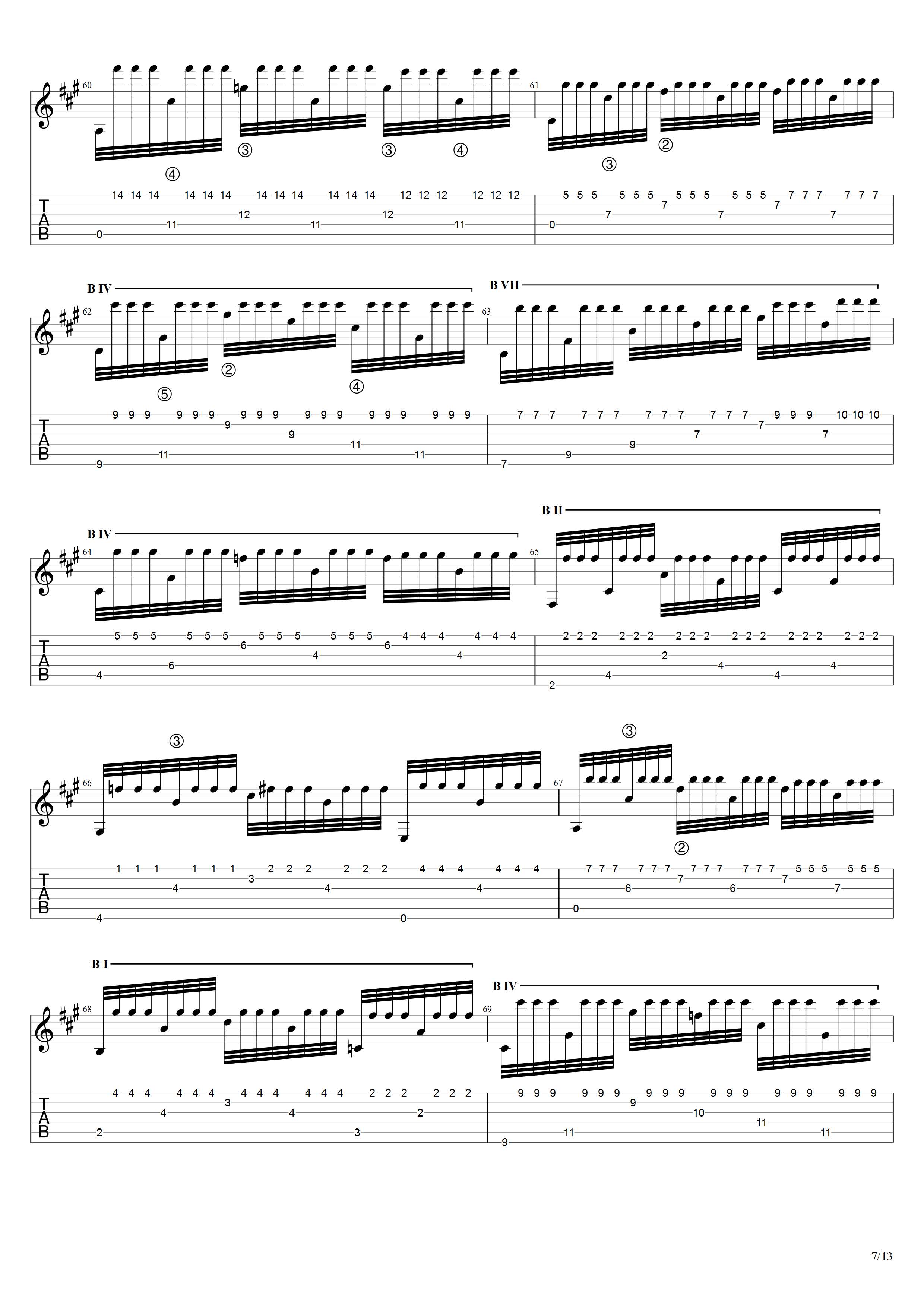 巴里奥斯《沉思》吉他谱C调吉他指弹独奏谱_考级十级