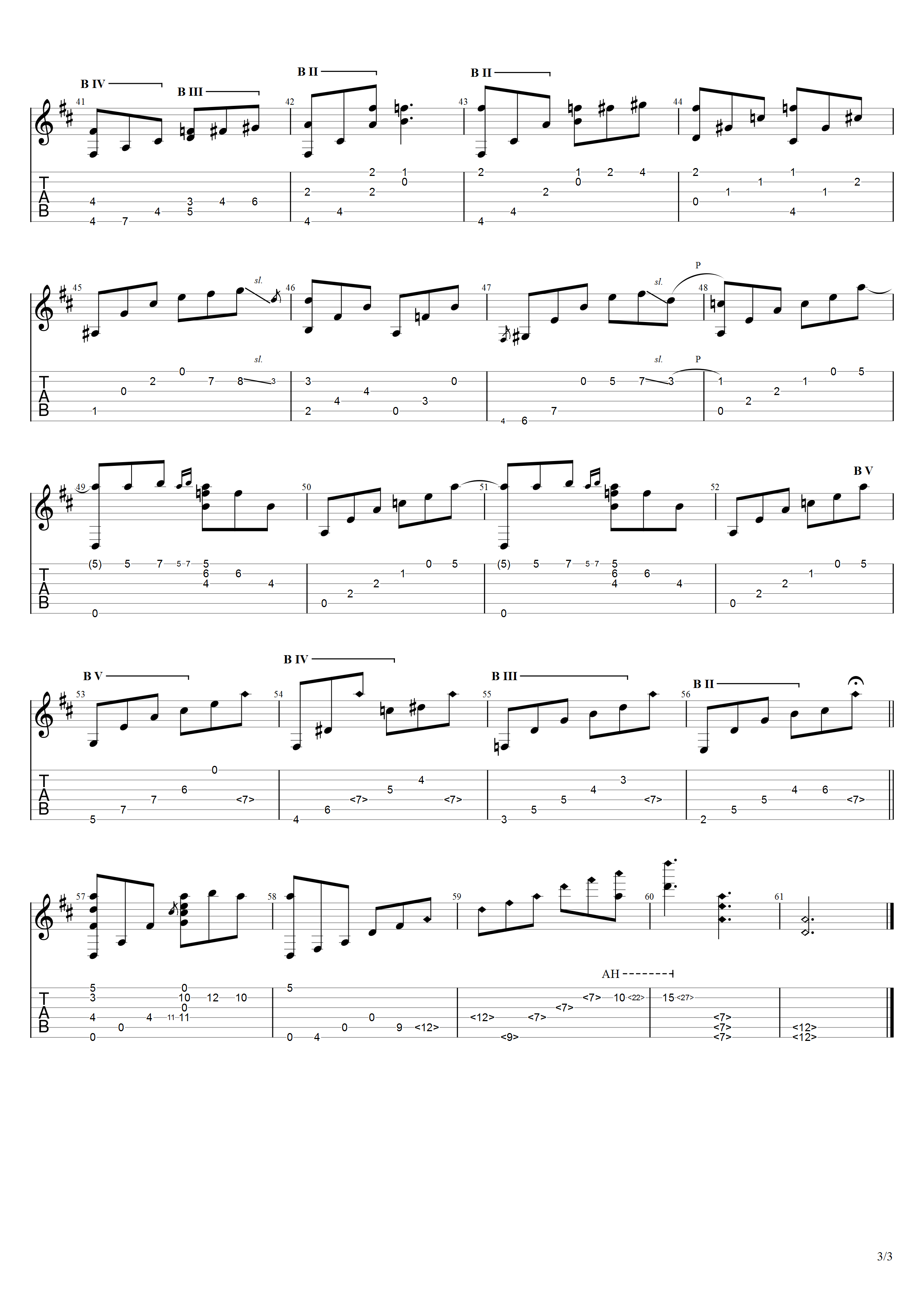 巴里奥斯《弗罗里达船歌》吉他谱D调吉他指弹独奏谱_考级七级