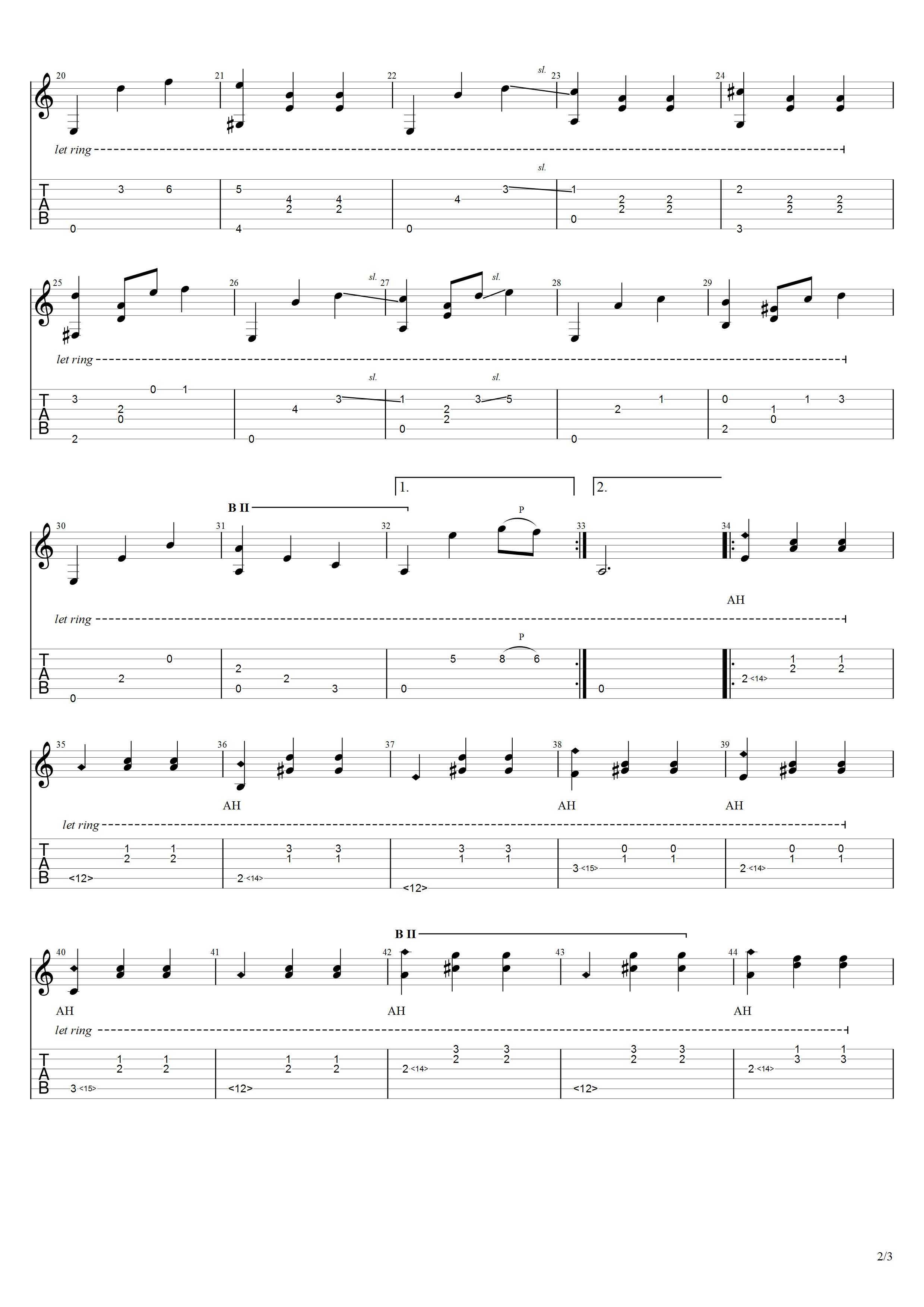 巴里奥斯《童年的梦》吉他谱C调吉他指弹独奏谱_考级五级