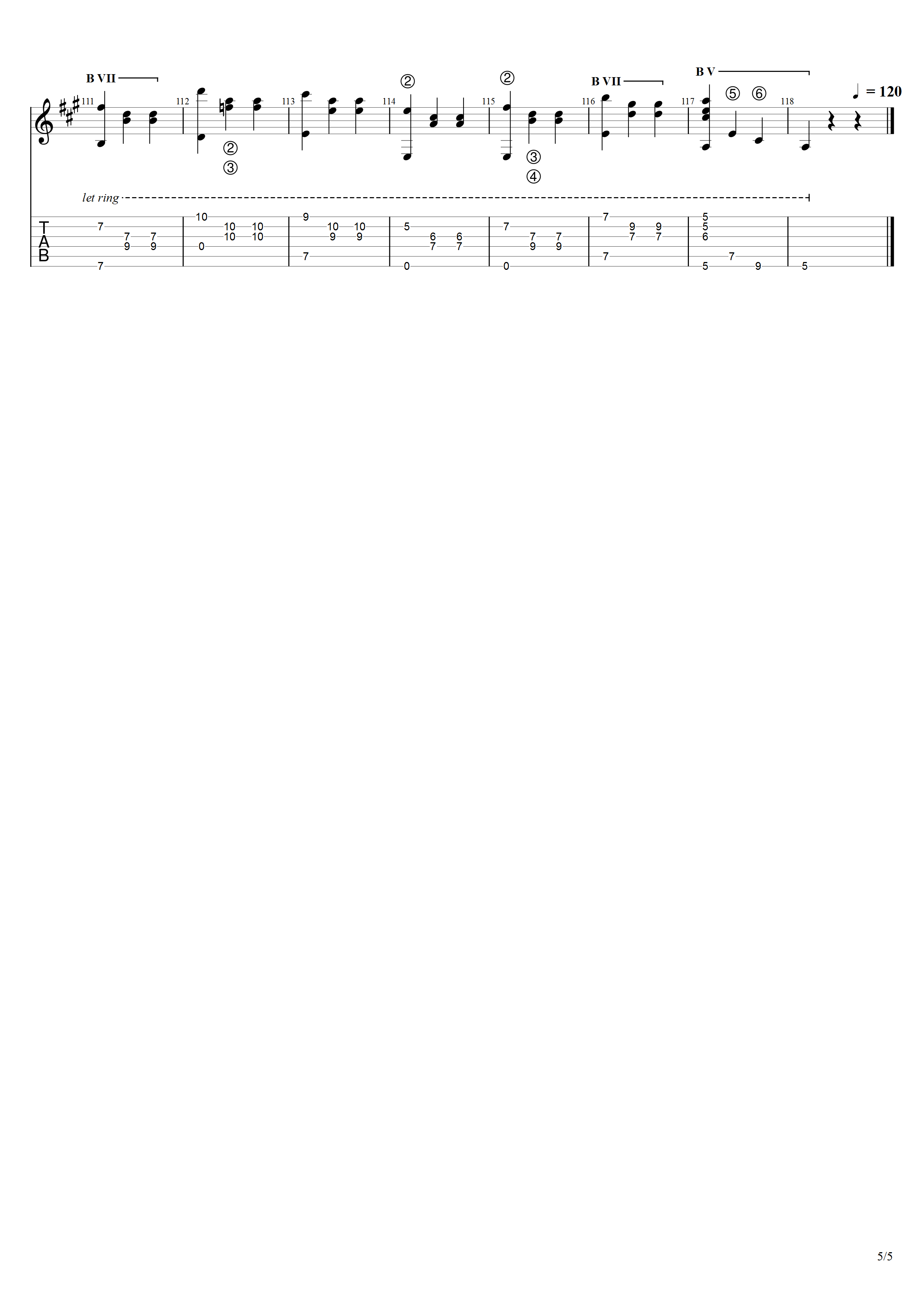 泰勒加《大圆舞曲》吉他谱A调吉他指弹独奏谱_考级五级