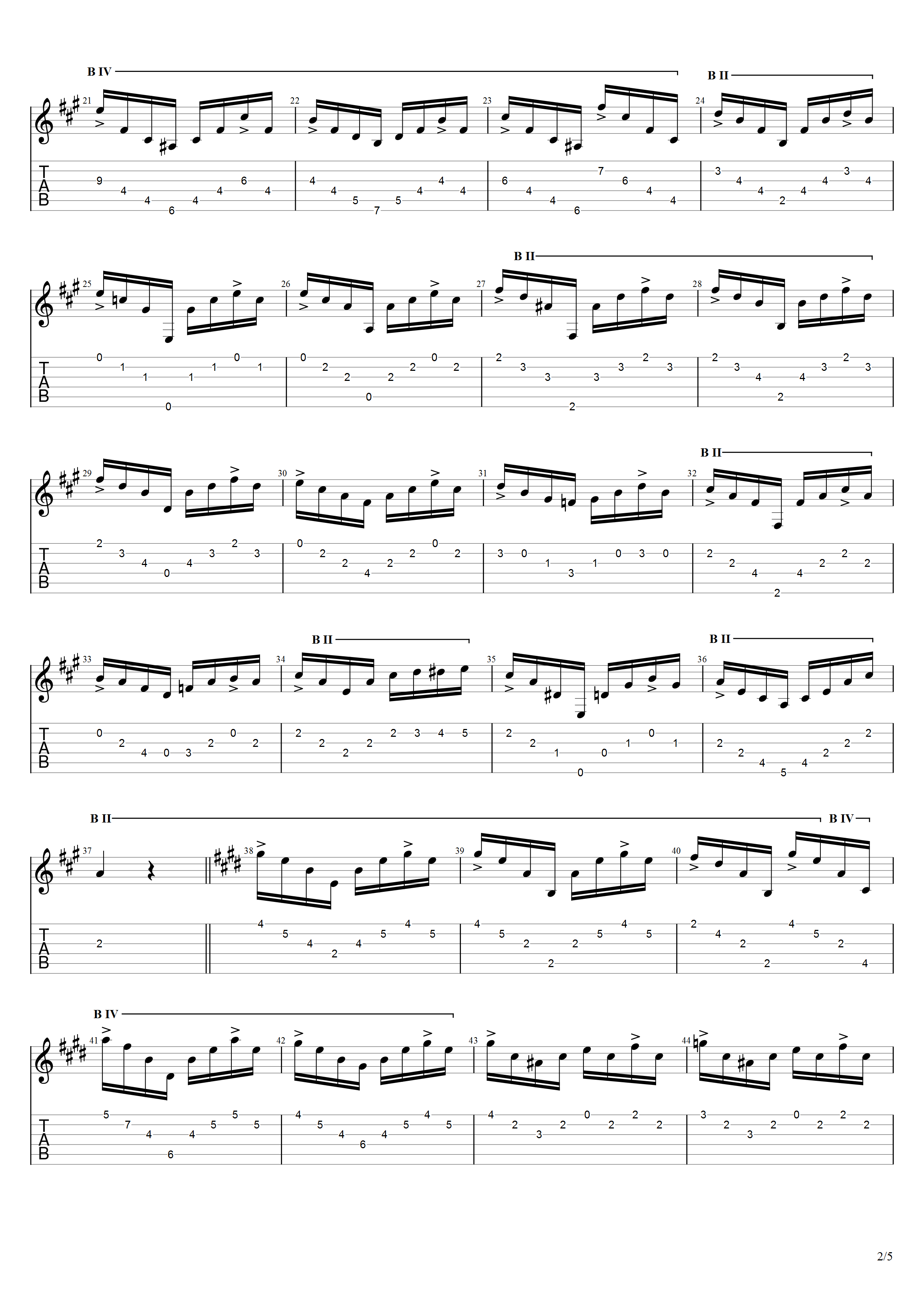 巴里奥斯《演奏会用练习曲第一号》吉他谱A调吉他指弹独奏谱_考级九级