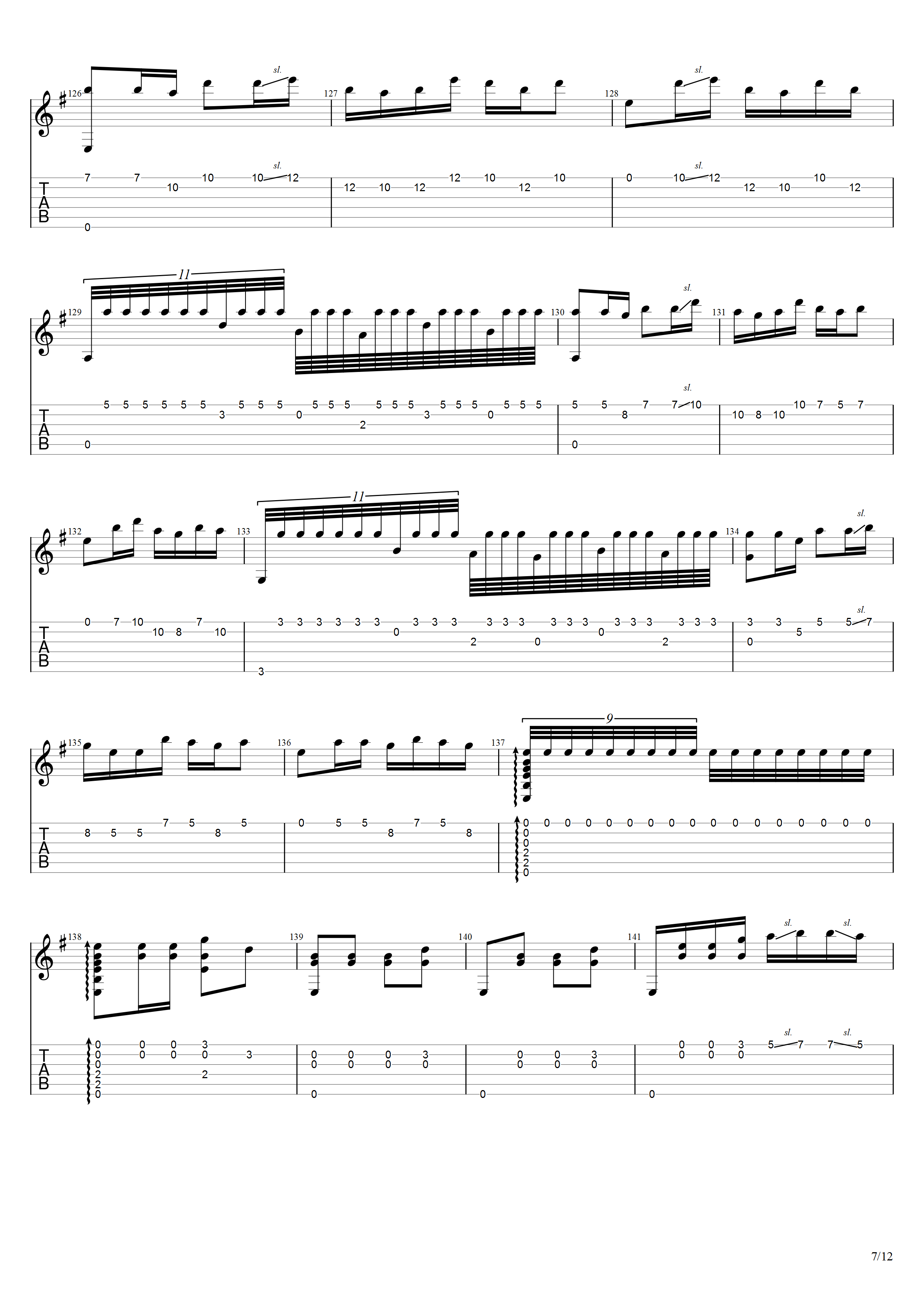 《春江花月夜》吉他谱G调吉他指弹独奏谱