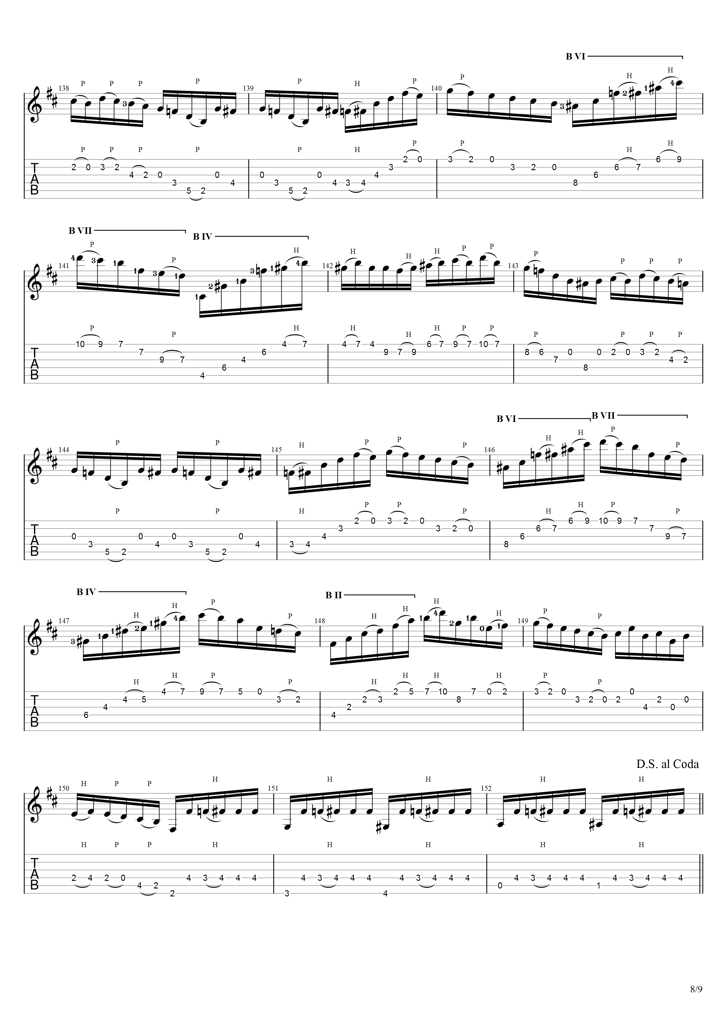 巴里奥斯《大圣堂》吉他谱D调吉他指弹独奏谱