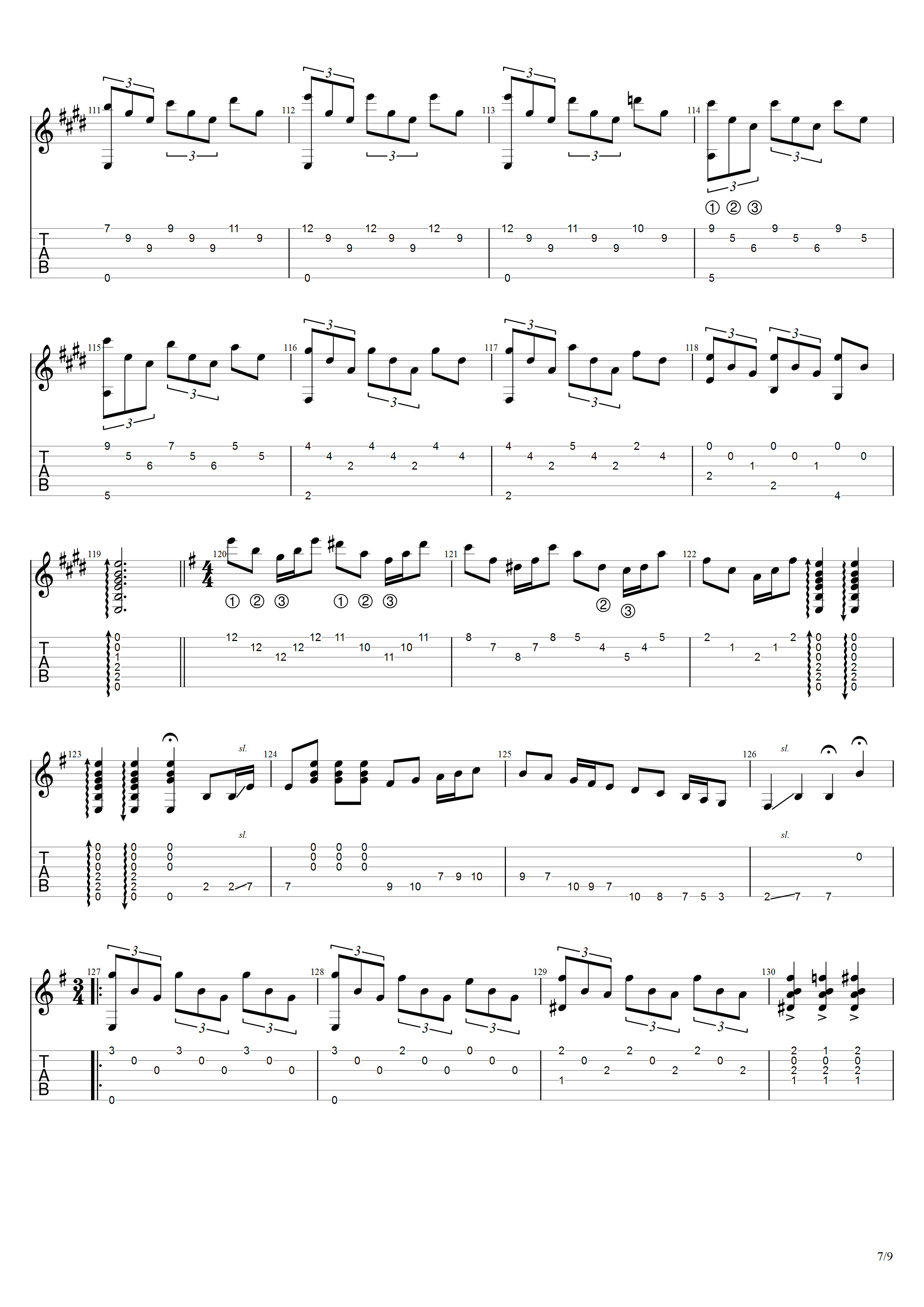 耶佩斯《爱的罗曼史主题与变奏曲》吉他谱G调吉他指弹独奏谱_考级九级