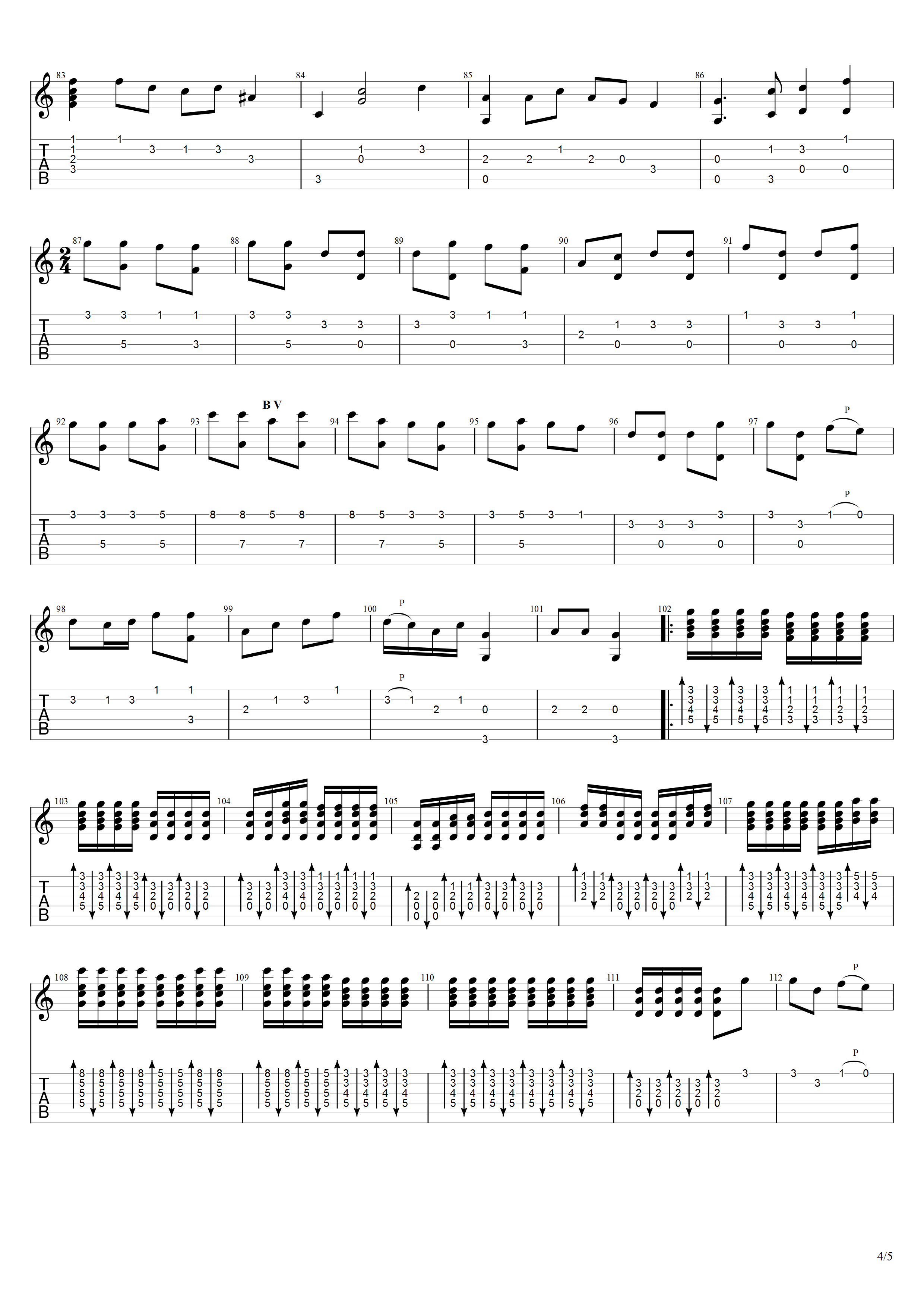 聂耳《金蛇狂舞》吉他谱C调吉他指弹独奏谱