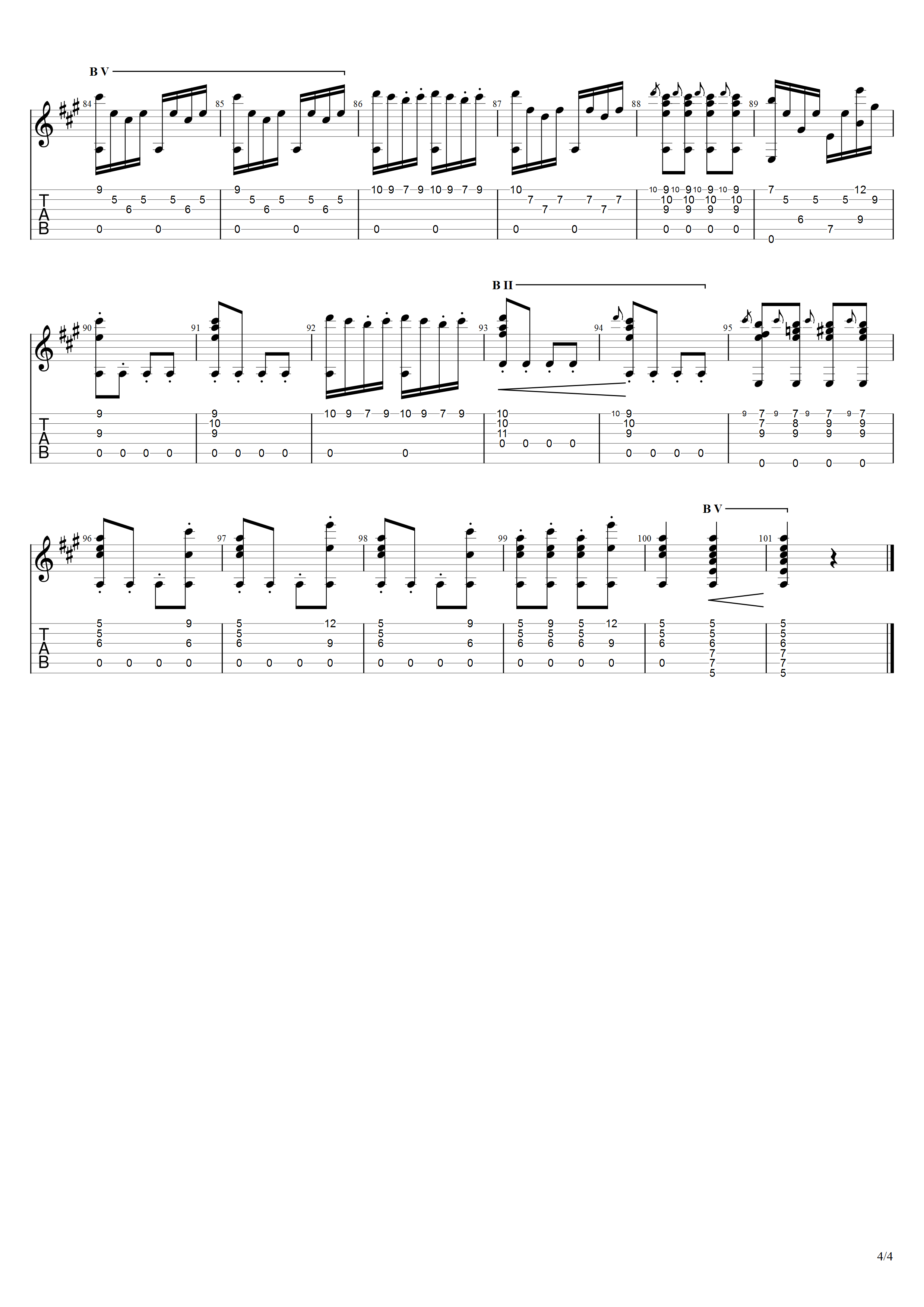 莫扎特《土耳其进行曲》吉他谱C调吉他指弹独奏谱