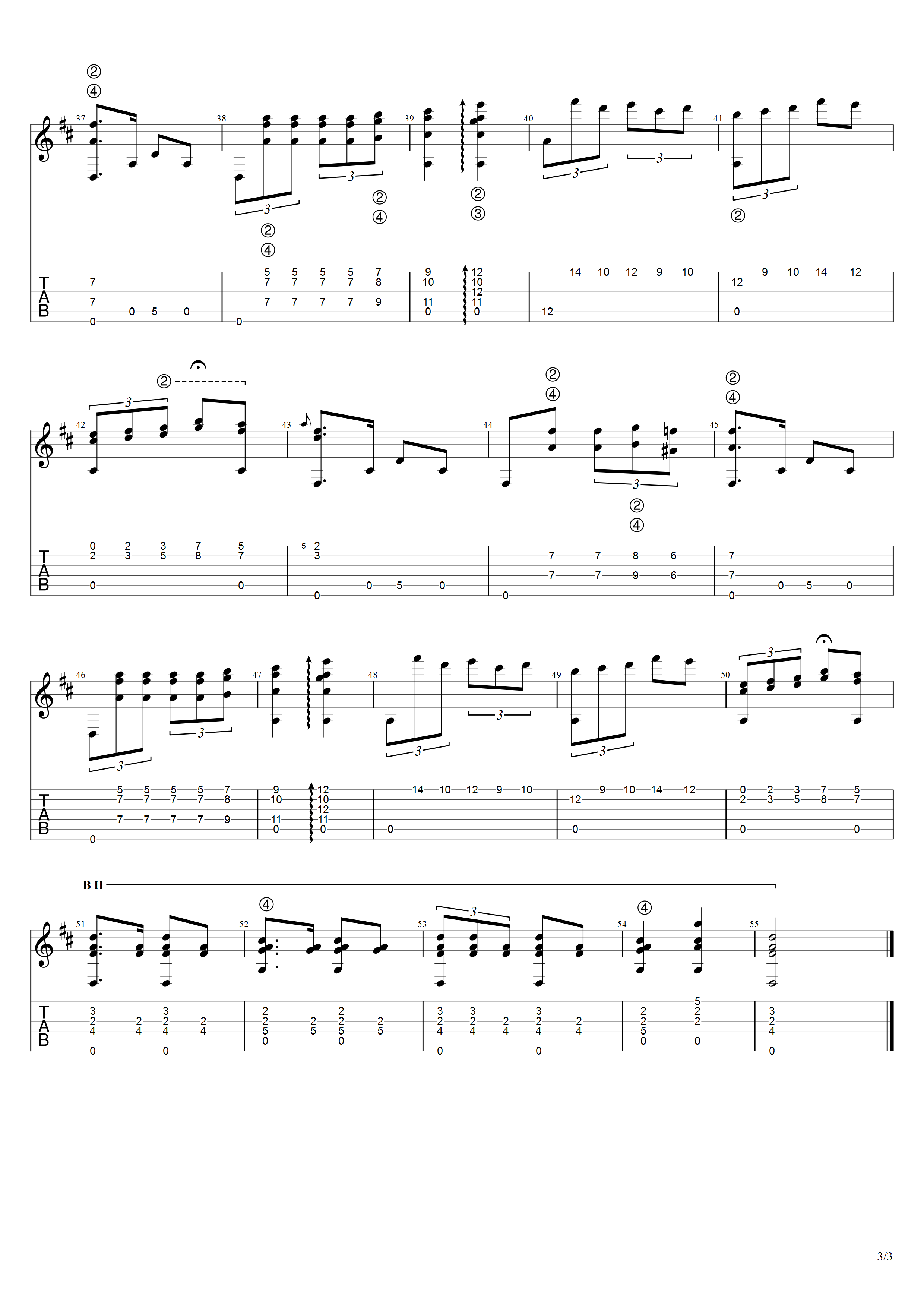 泰勒加《白鸽》吉他谱D调吉他指弹独奏谱_考级六级