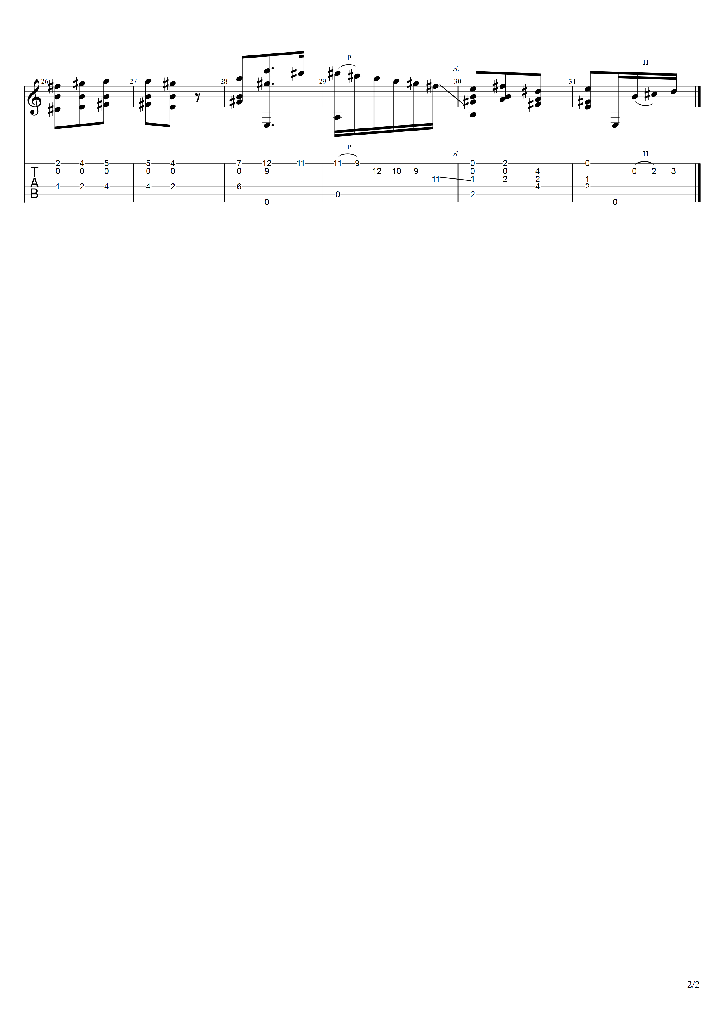 科斯特《船歌》吉他谱C调吉他指弹独奏谱