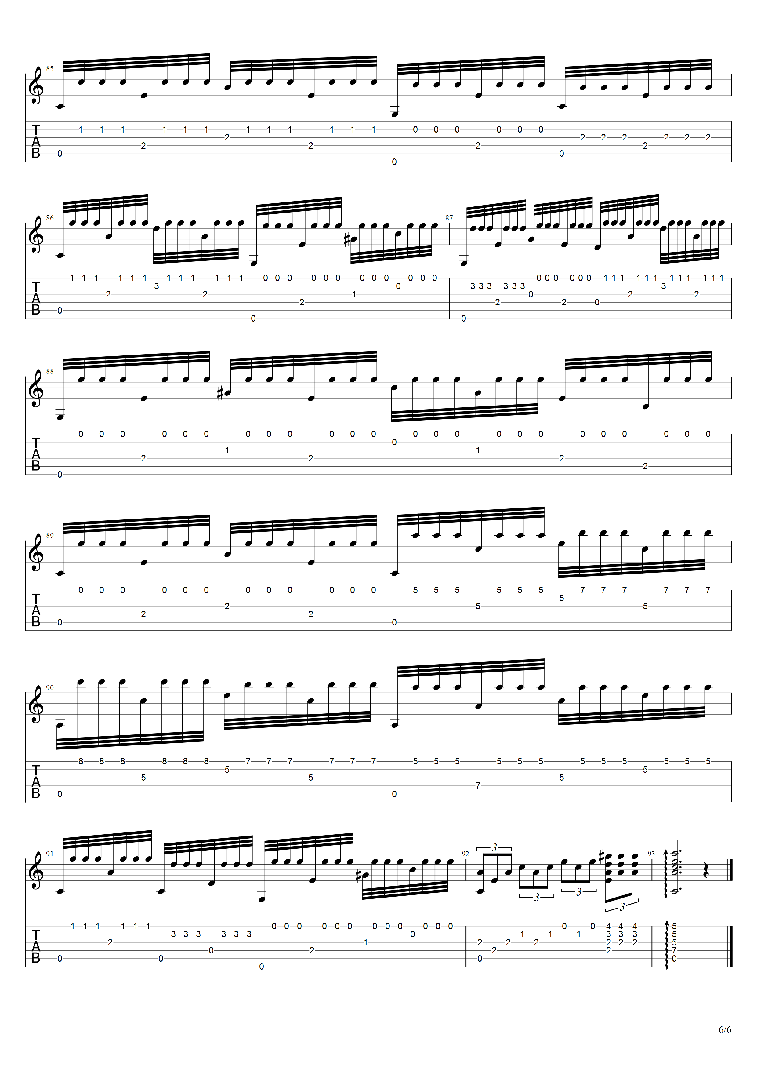 阿部保夫《荒城之月变奏曲》吉他谱C调吉他指弹独奏谱_考级八级
