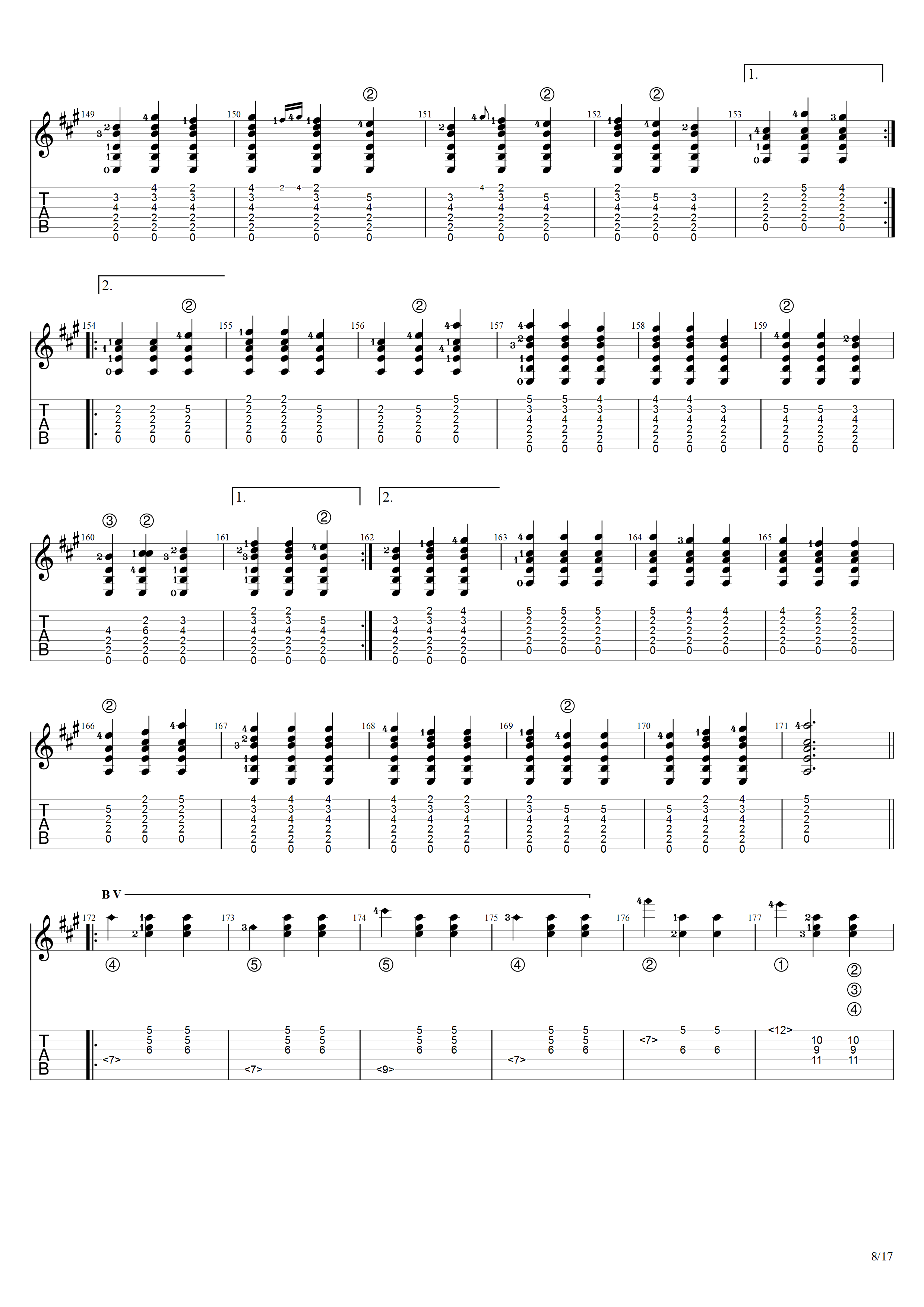 泰勒加《大霍塔》吉他谱C调吉他指弹独奏谱_考级十级