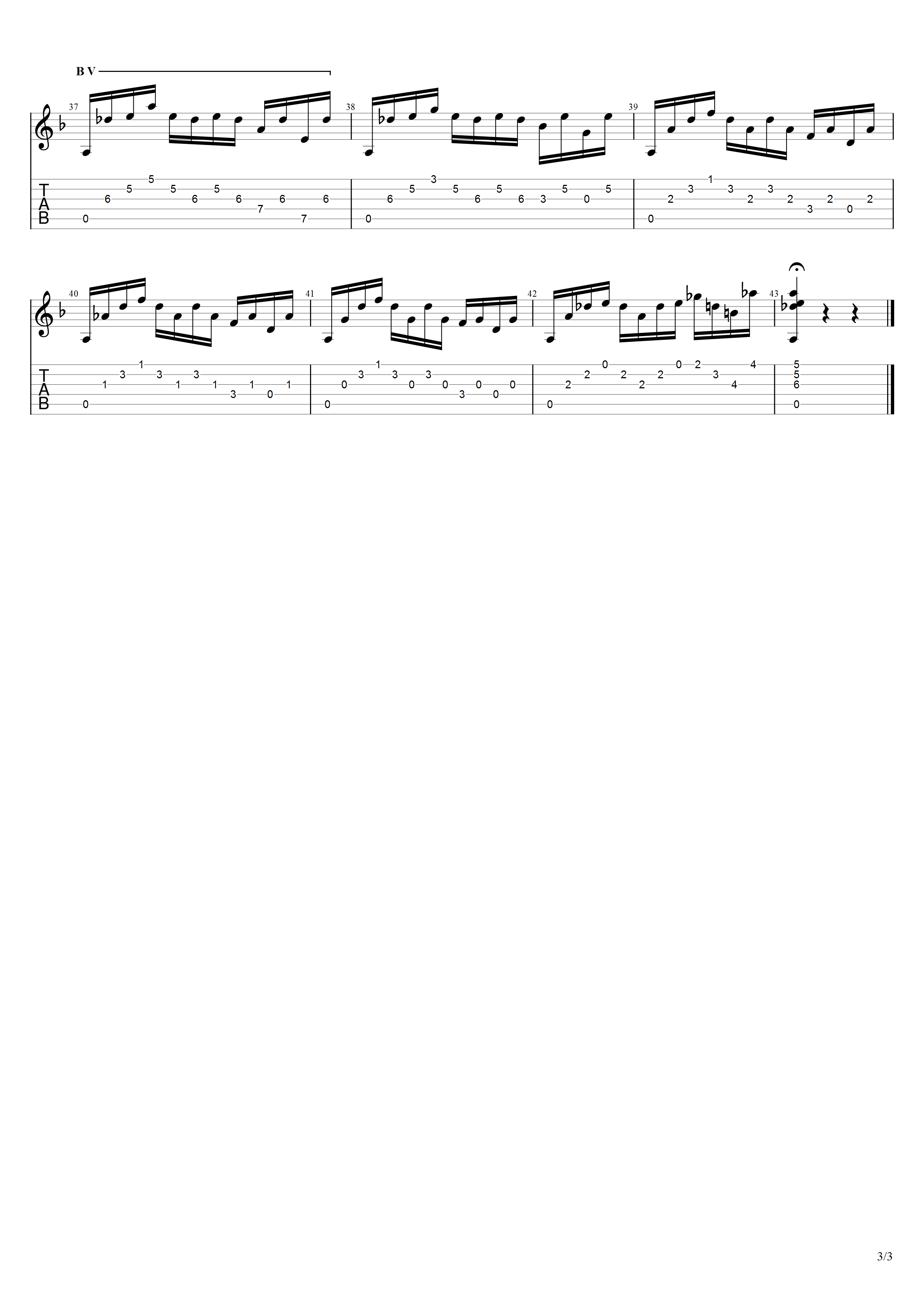 巴赫《琉特琴前奏曲》吉他谱F调吉他指弹独奏谱_考级六级