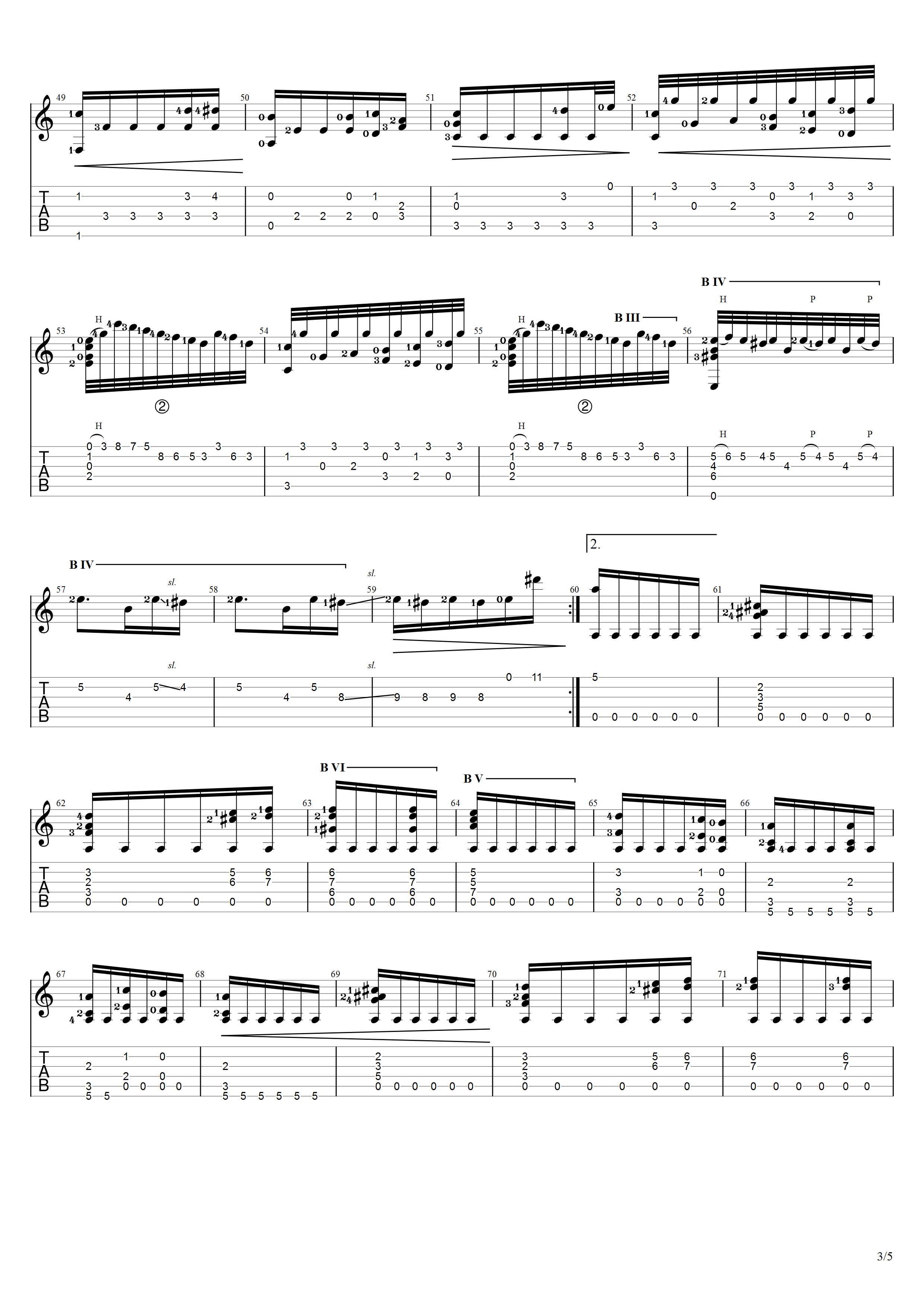 贝多芬《献给爱丽丝》吉他谱C调吉他指弹独奏谱