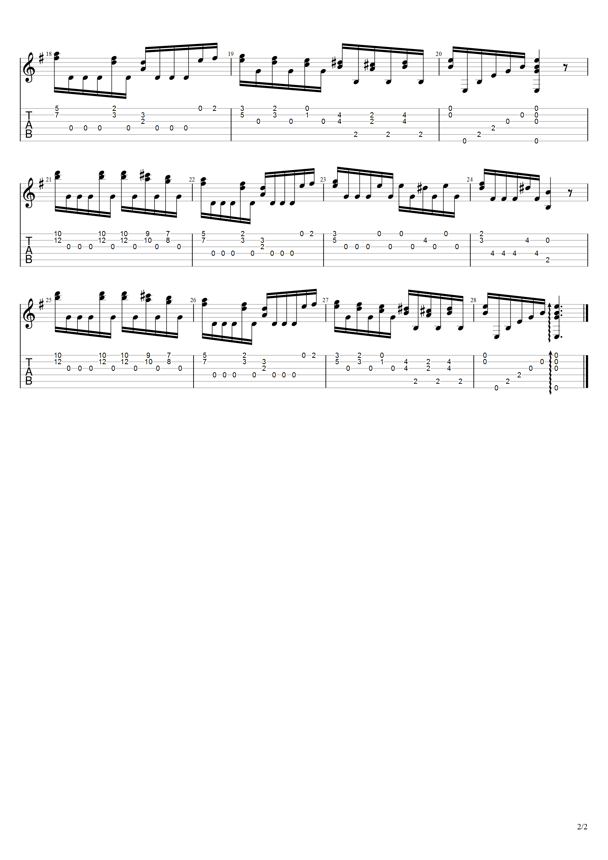 英国民谣《绿袖子》吉他谱G调吉他指弹独奏谱