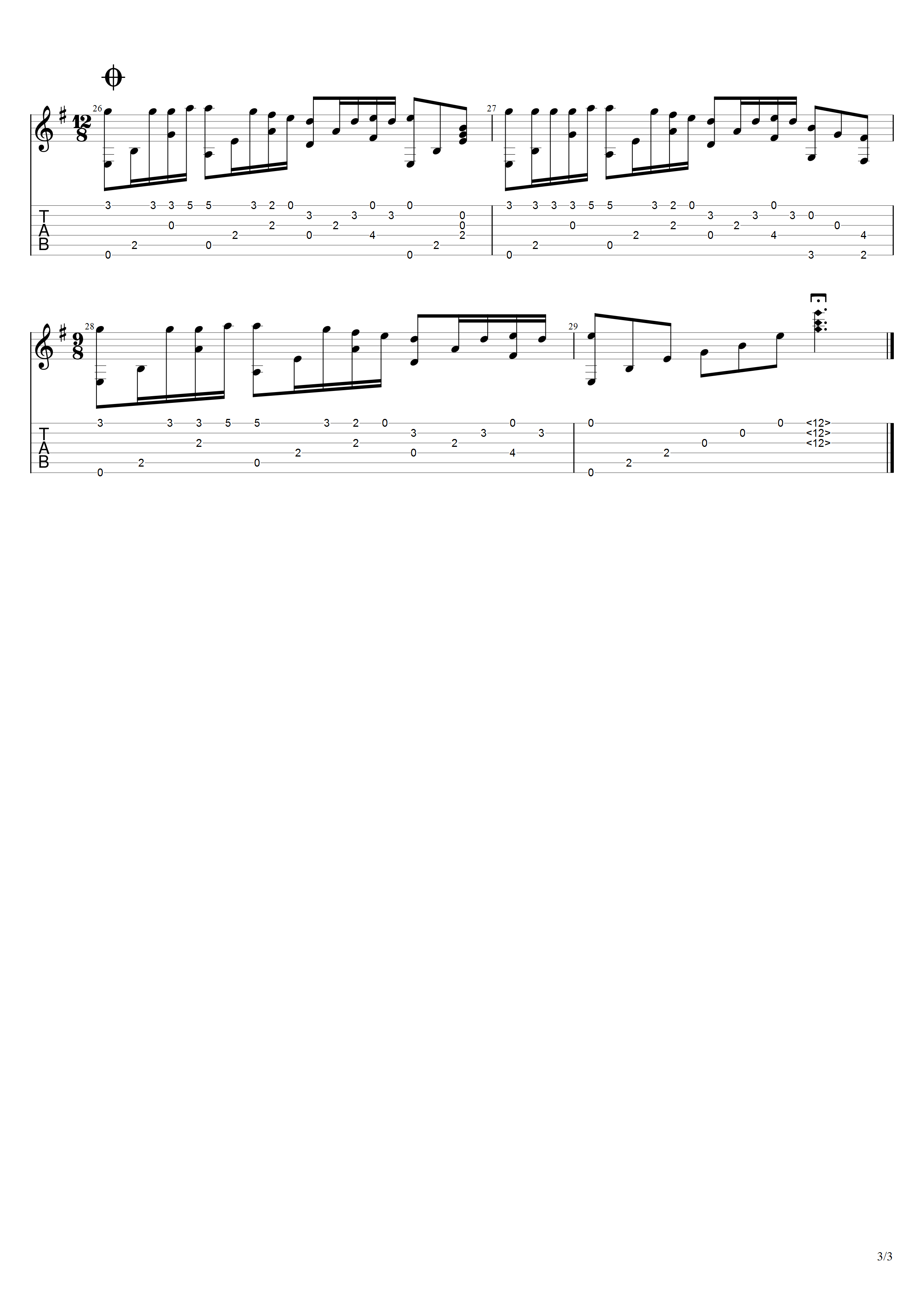 塞内维尔图森《梦中的婚礼》吉他谱G调吉他指弹独奏谱