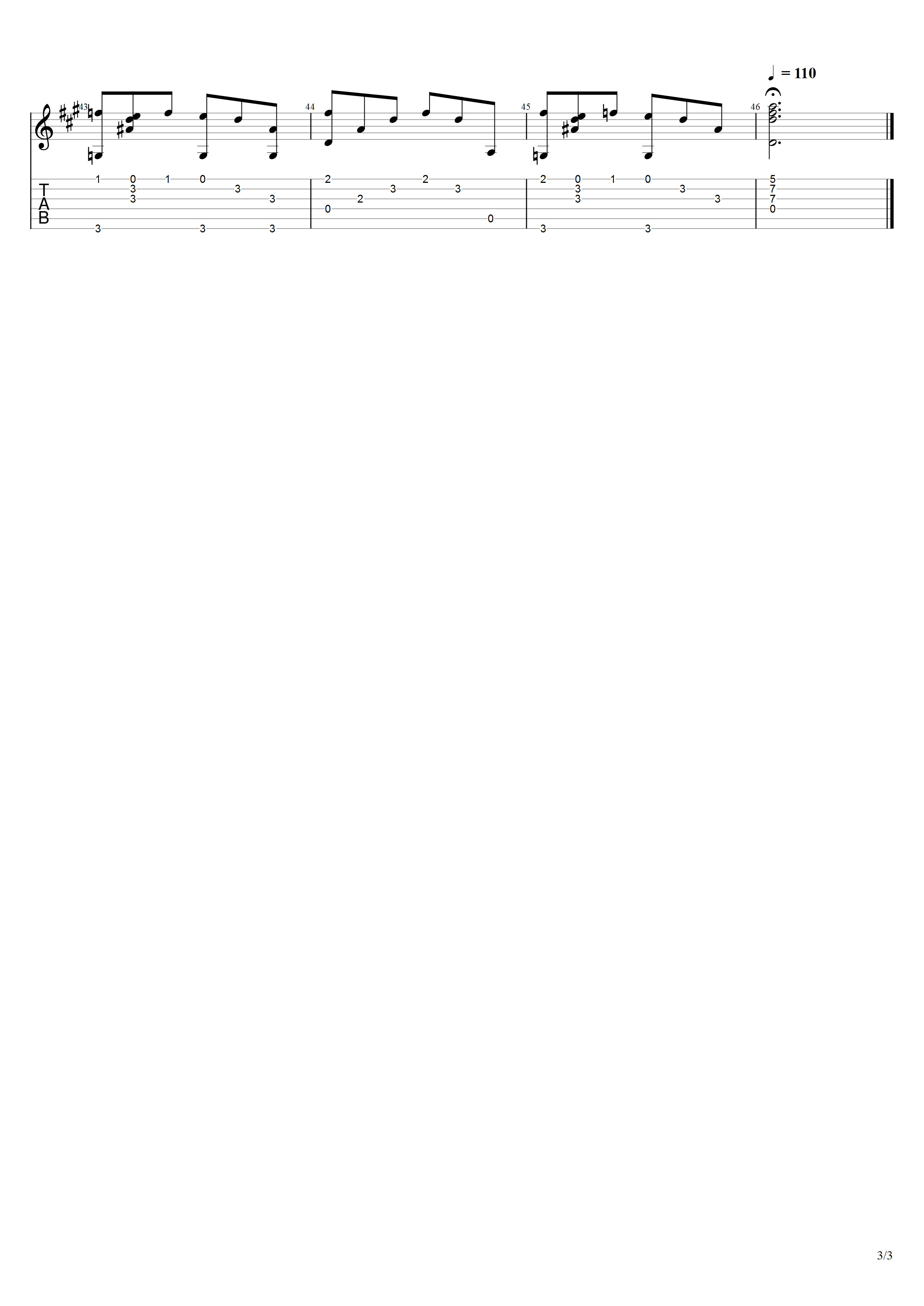 塞内维尔《梦中的鸟》吉他谱A调吉他指弹独奏谱_考级四级