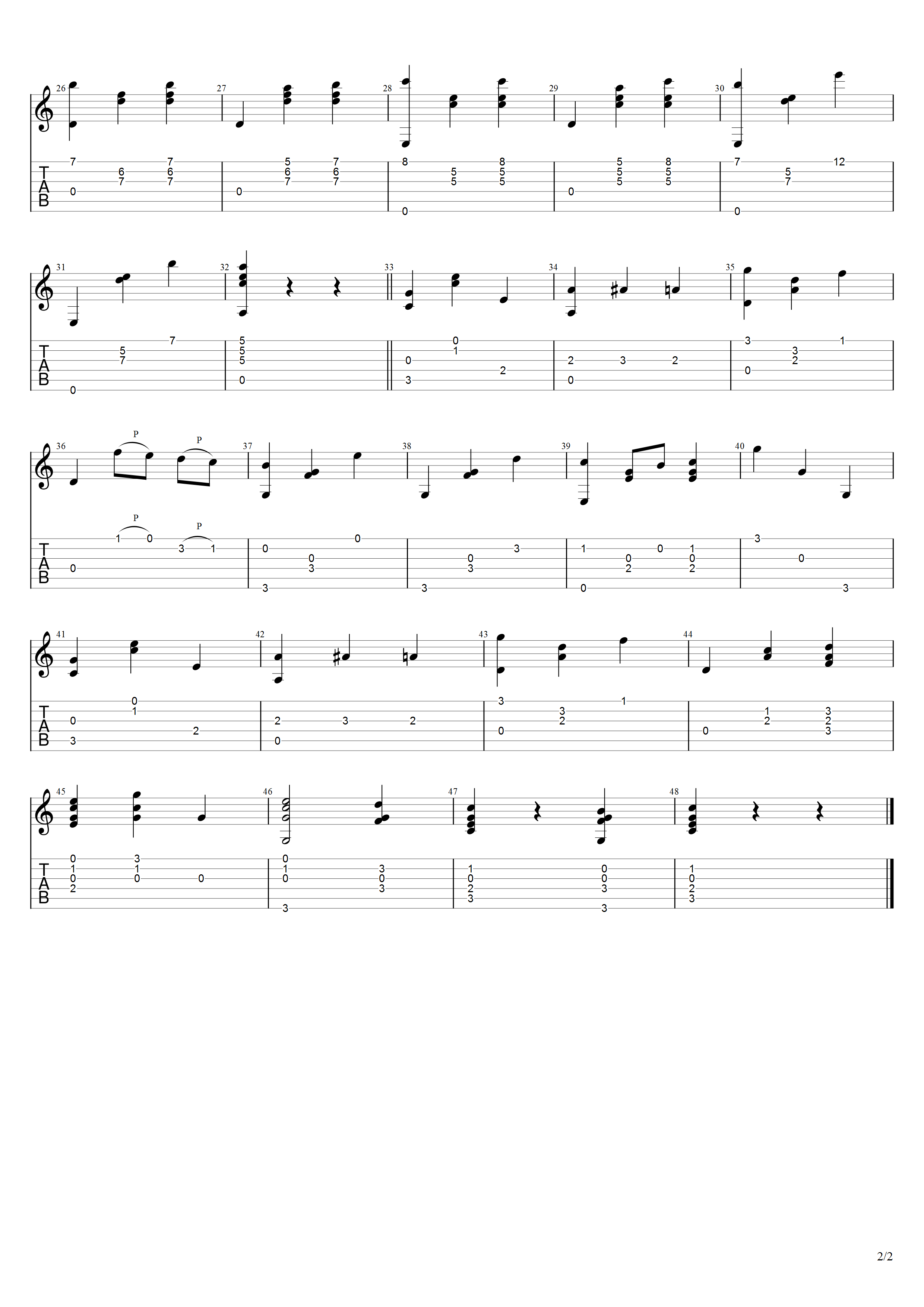 萨格里拉斯《玛利亚露易莎》吉他谱C调吉他指弹独奏谱