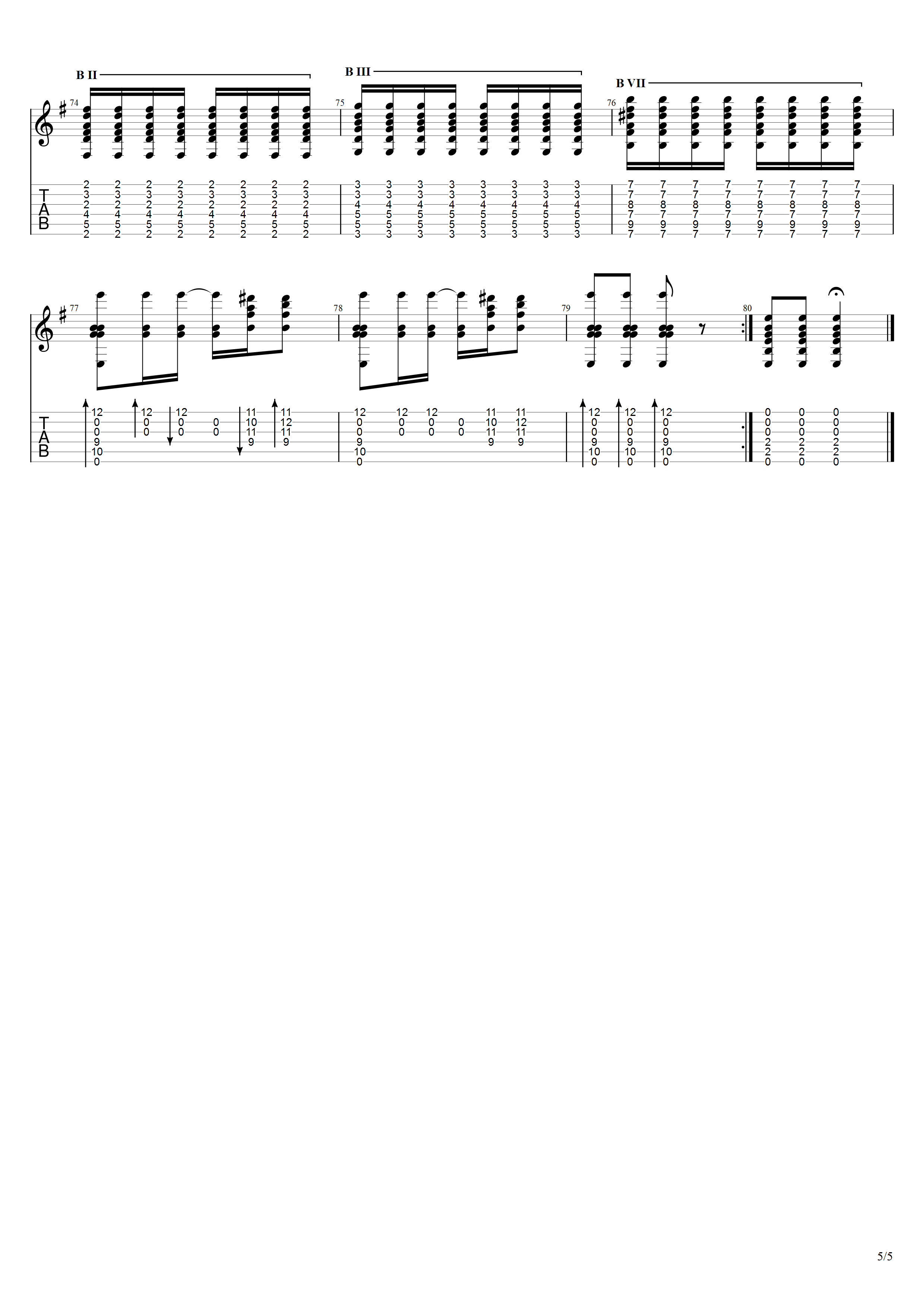 梅林《狂欢节》吉他谱G调吉他指弹独奏谱_考级六级