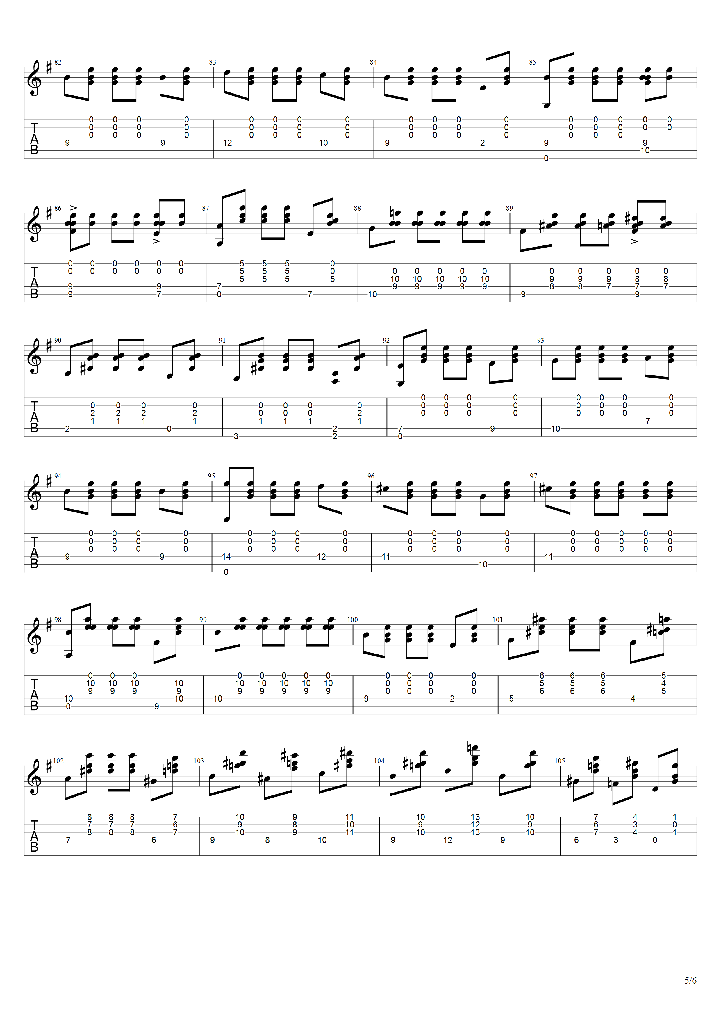 罗伯斯《前奏曲第一号》吉他谱G调吉他指弹独奏谱_考级六级