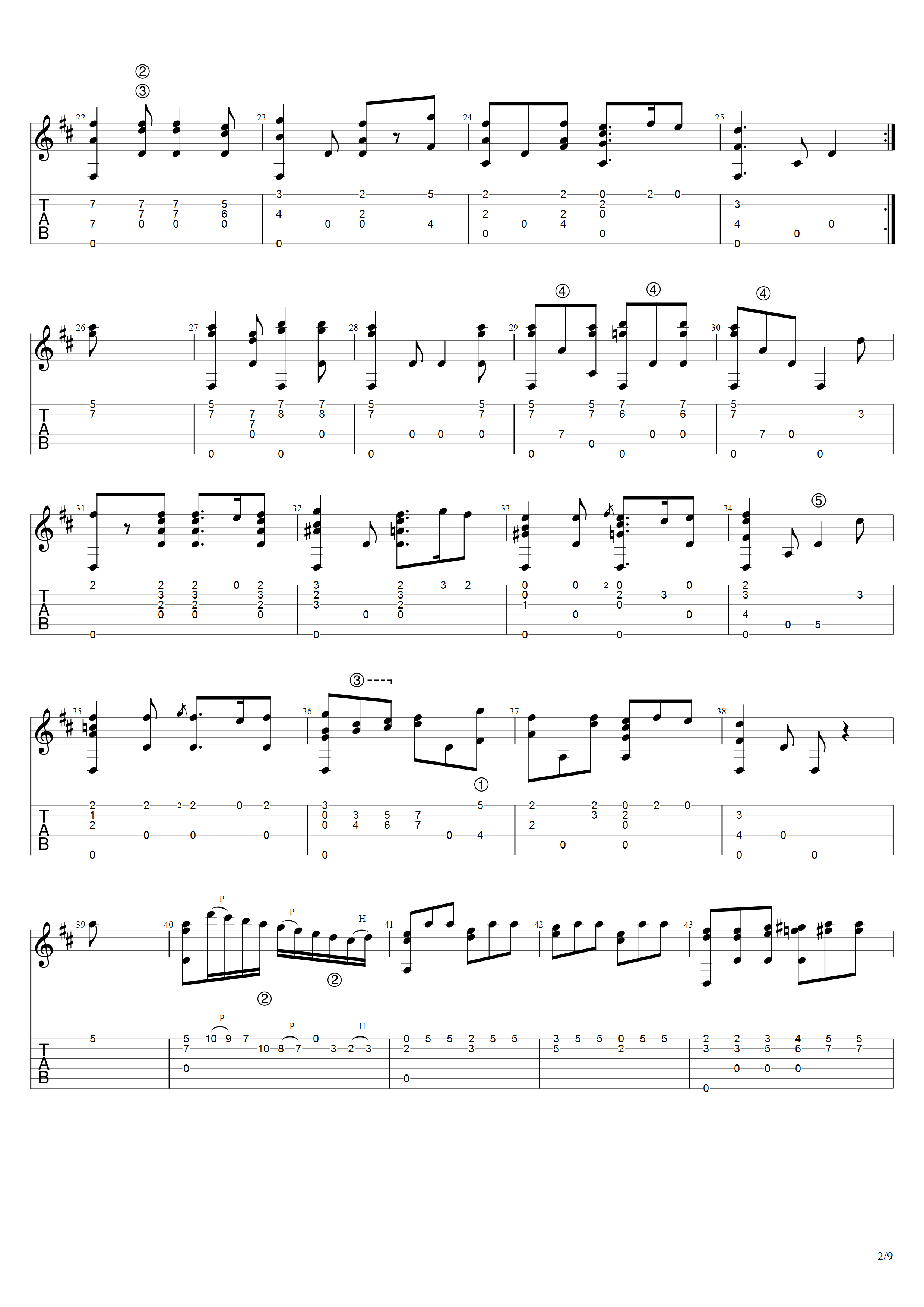 索尔《马可波罗主题与变奏曲》吉他谱D调吉他指弹独奏谱_考级八级