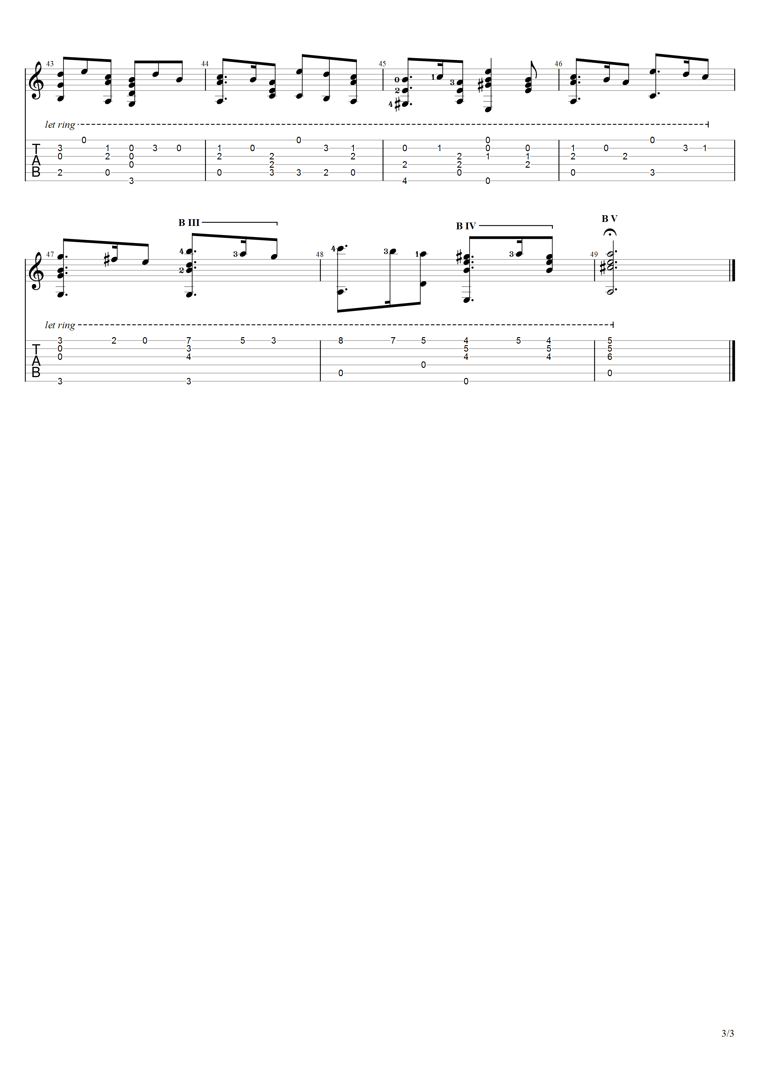 阿部保夫《绿袖子》吉他谱C调吉他指弹独奏谱