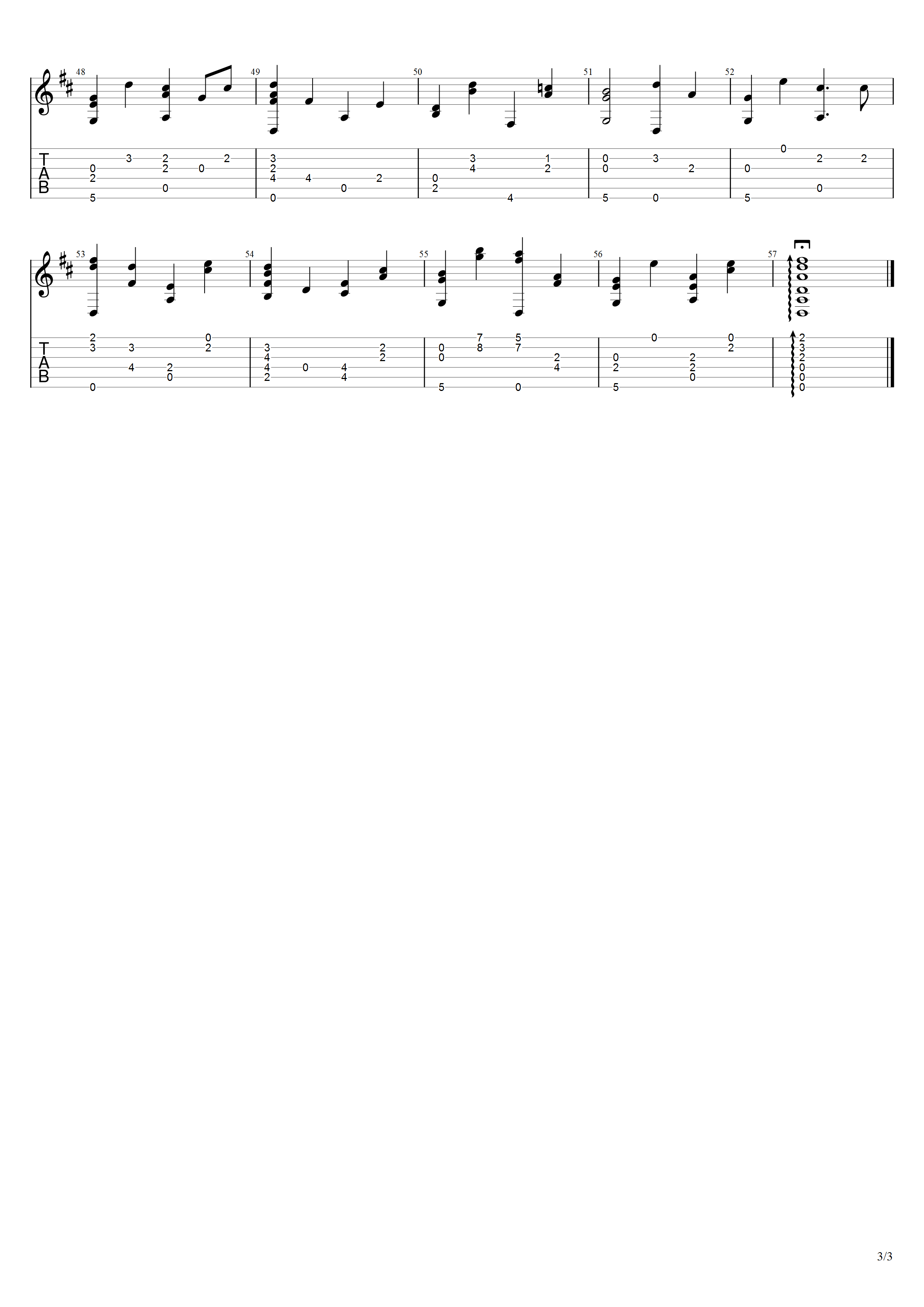 巴哈贝尔《D大调卡农》吉他谱D调吉他指弹独奏谱